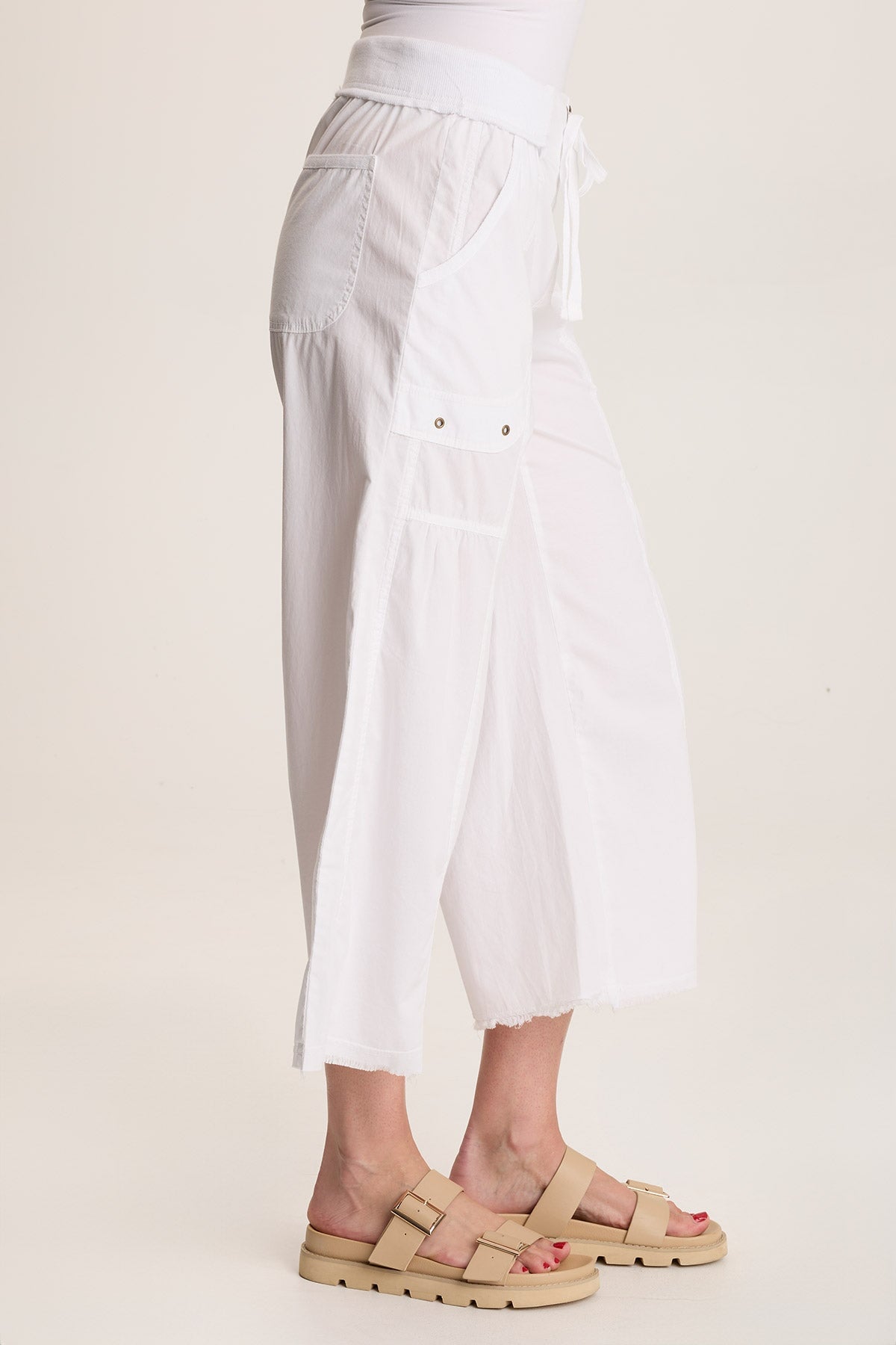 Seaver Women's Poplin Wide Leg Crop Pants - Comfortable High Waist Casual Trousers for Summer, Work, and Travel
