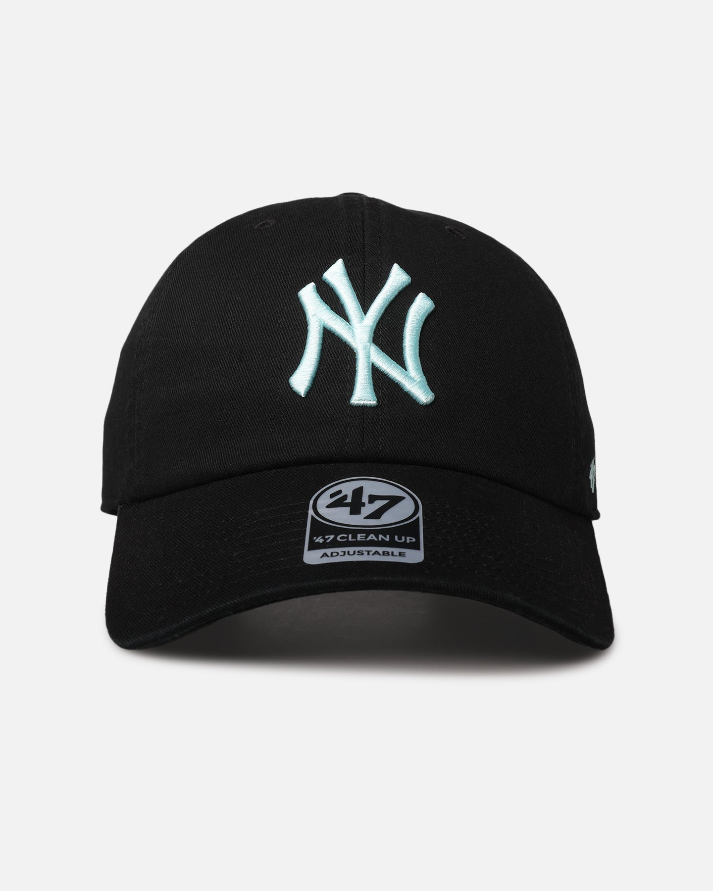 47 Brand New York Yankees 47 Clean Up Strapback Adjustable Hat - Black & Turquoise Baseball Cap for Men & Women - Perfect for Baseball Games, Streetwear & Casual Outfits