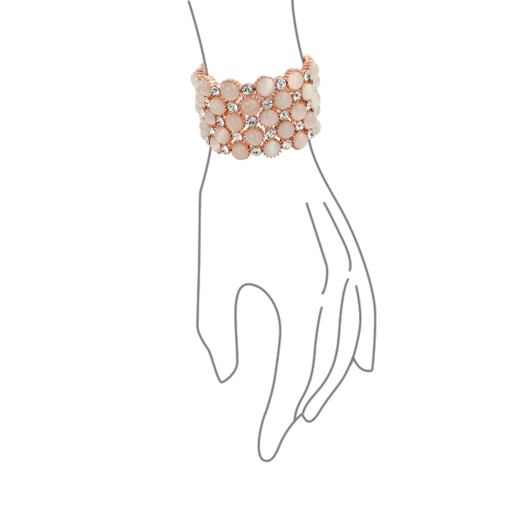 Rose Gold Plated Crystal Stretch Bracelet for Women - Prom & Party Jewelry