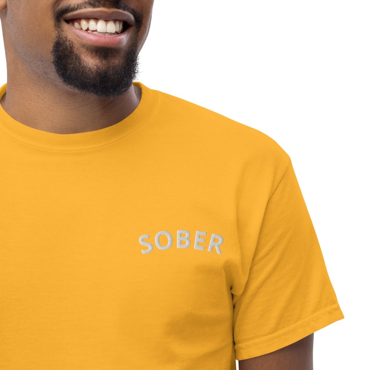 Sober Embroidered Men's Classic T-Shirt | Premium Cotton Casual Tee | Sober Life Apparel for Everyday Wear & Recovery Support