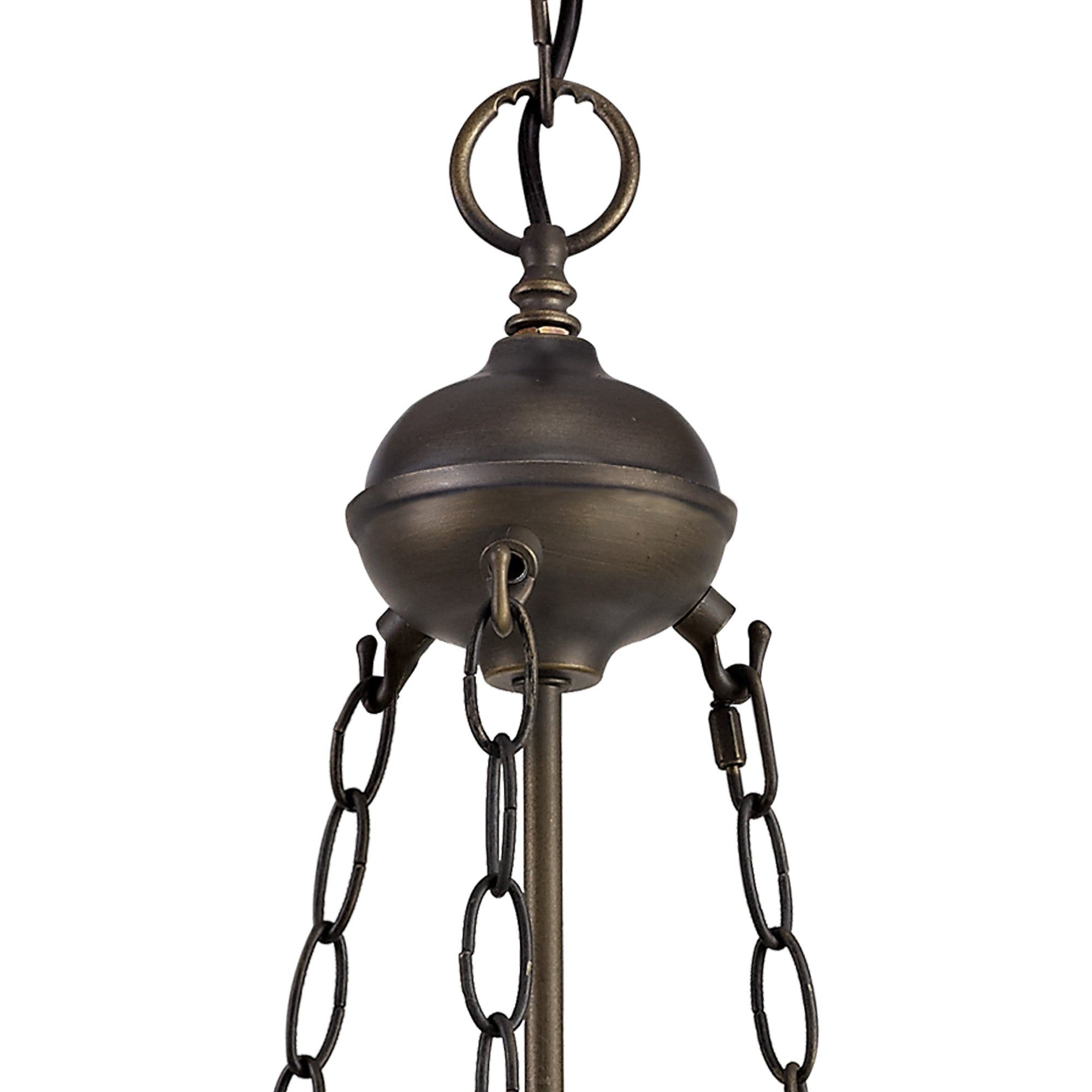 Aero 2 Light Uplighter Pendant with 30cm Tiffany Shade - E27 Socket, Beige/Clear Crystal/Aged Antique Brass Finish - Perfect for Dining Room, Bedroom, or Living Room Lighting
