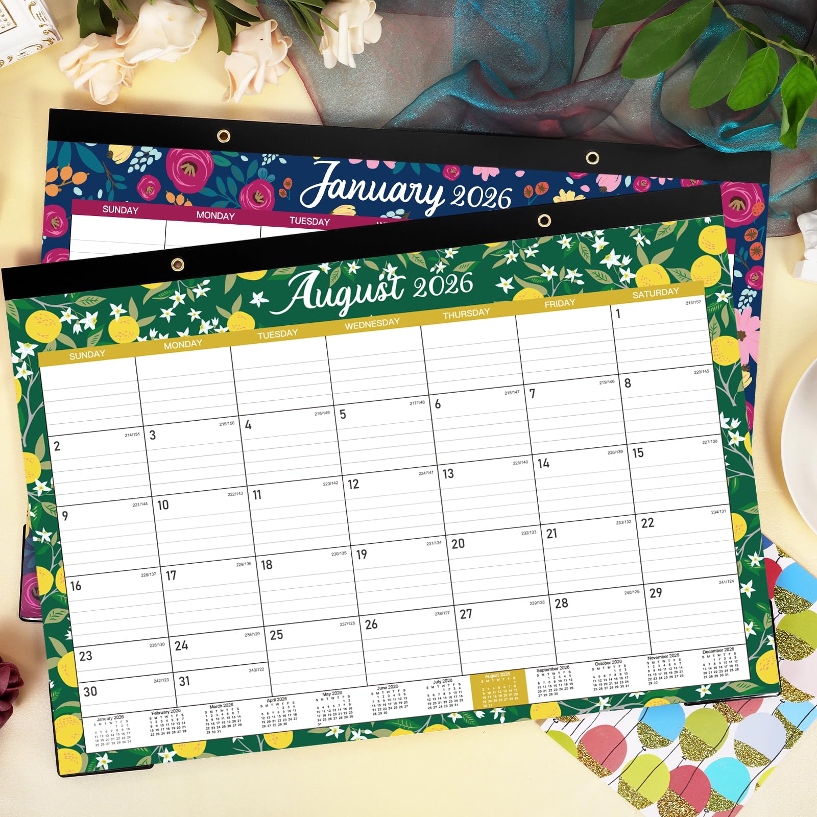 2025-2026 Large Monthly Desk Calendar | 18-Month Planner (July 2025 - December 2026) | 14.6