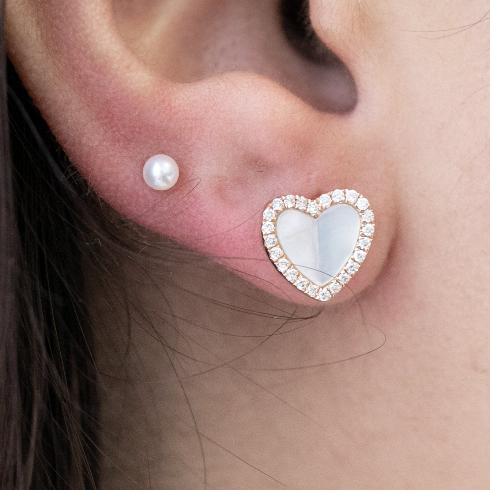 14K White Gold Pearl Flat Back Stud Earrings - Elegant & Hypoallergenic for Daily Wear, Parties & Special Occasions