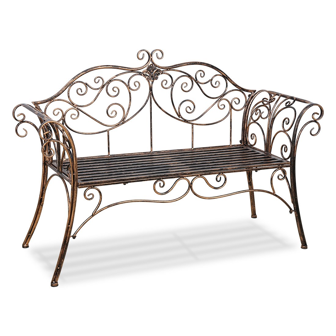 Stylish Bronze Metal Garden Bench Chair - 2 Seater Outdoor Furniture for Patio, Yard, Porch & Sunroom | Perfect for Relaxing in Gardens or Outdoor Spaces