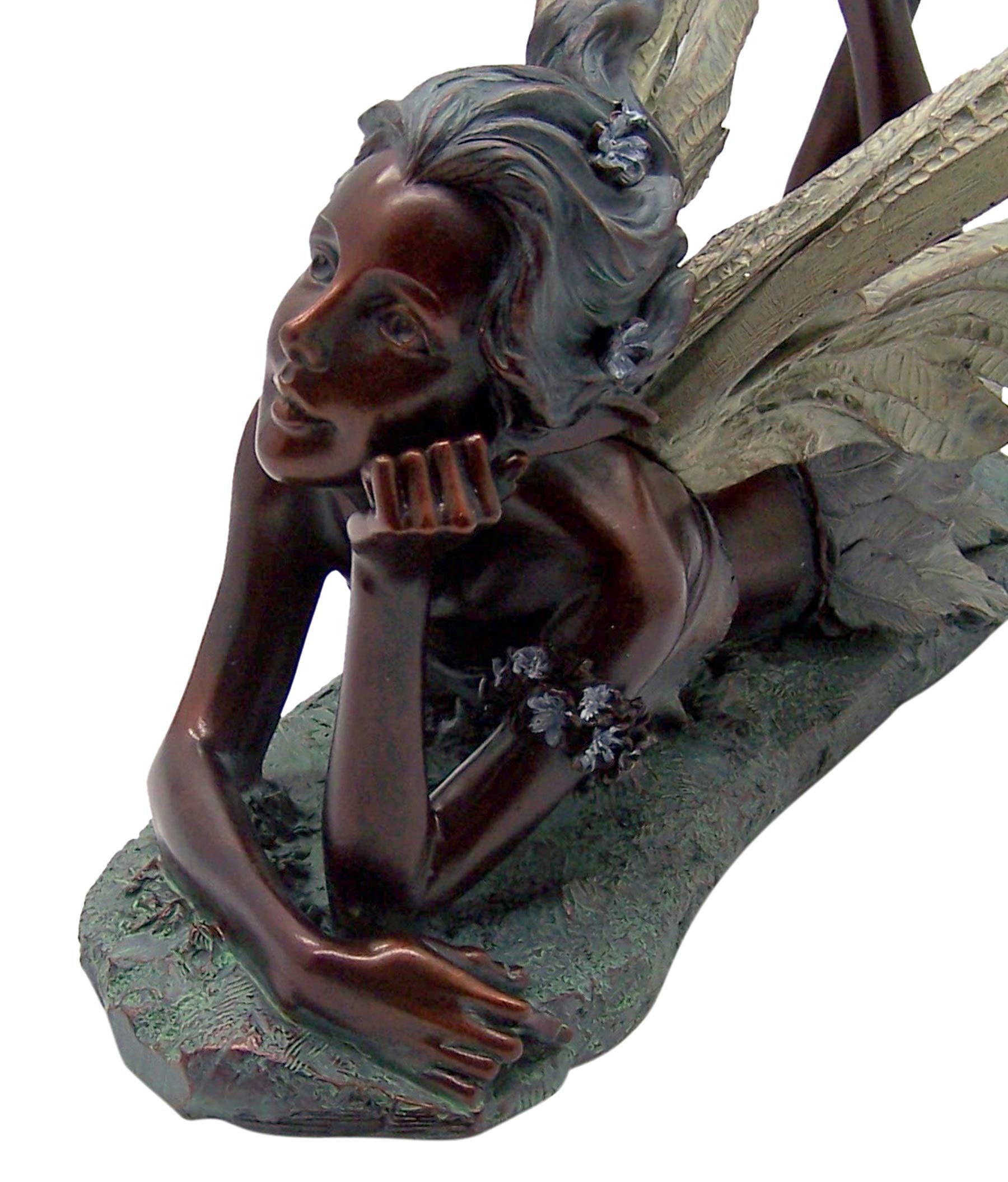 Wowser Daydreaming Fairy Garden Statue - 18 Inch Bronze Finish with Green Accents - Perfect for Outdoor Decor, Fairy Gardens & Backyard Landscaping