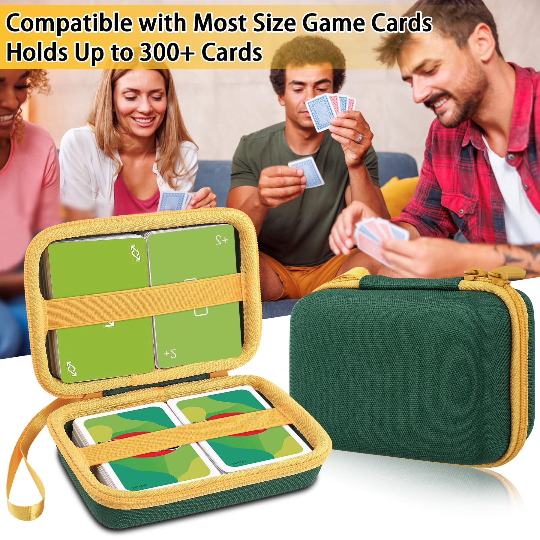 Aenllosi Card Holder Case Compatible with UNO Card Game - Travel Storage Pouch for UNO Cards, Green (Case Only) - Perfect for Game Nights, Travel & Organizing Card Games