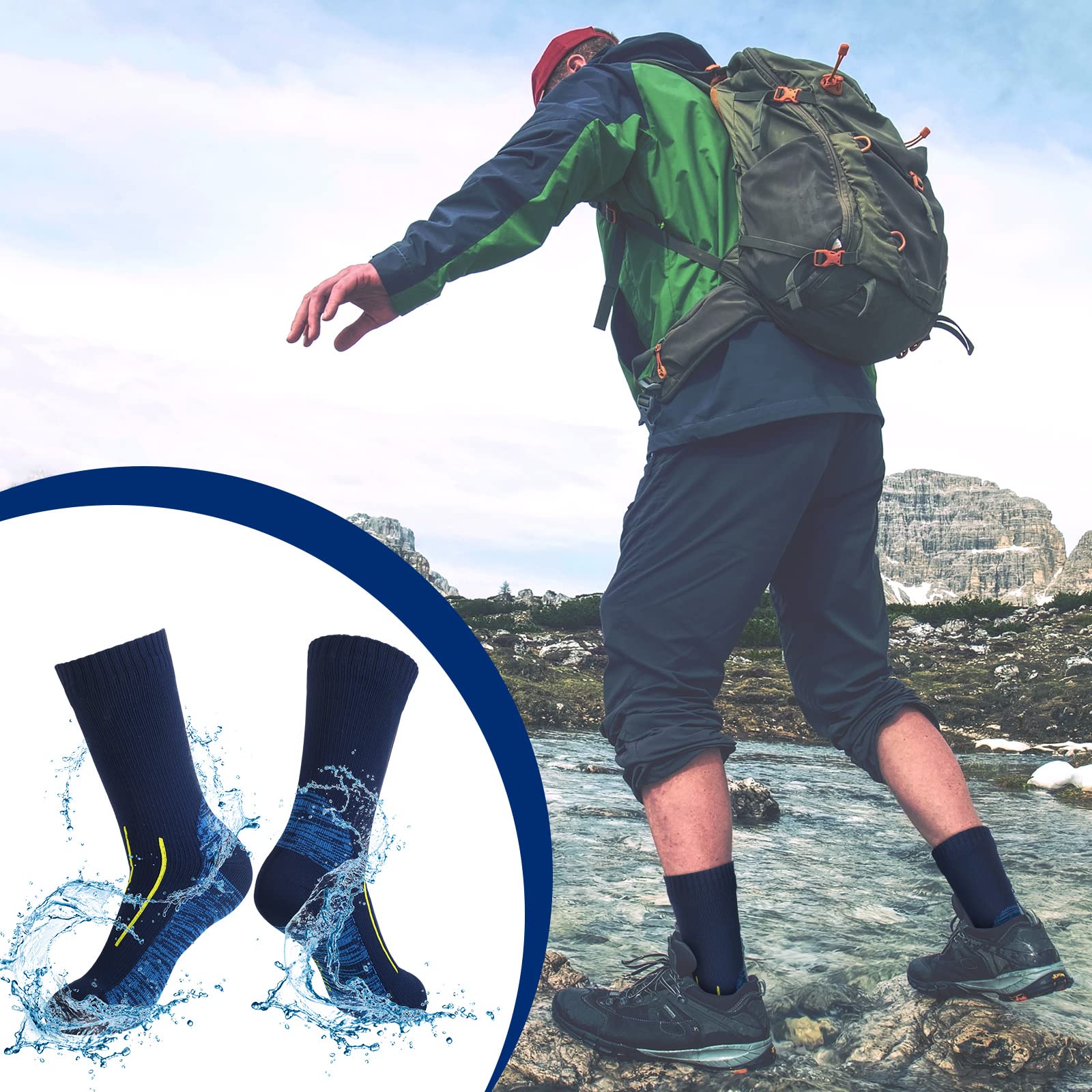 3 Pairs Unisex Waterproof Breathable Knit Socks for Men & Women - Hiking, Wading, Trail Running, Skiing - 3 Color Options - Perfect for Outdoor Adventures & Cold Weather Activities