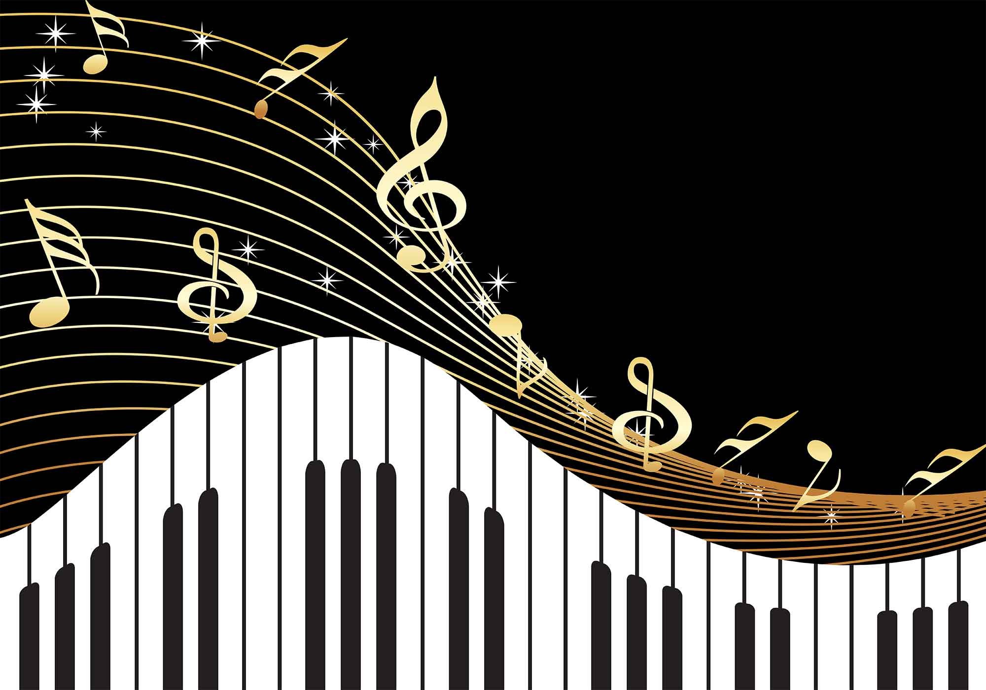 10x7ft Music Notes Backdrop - Black & White Keys for Photography & Events