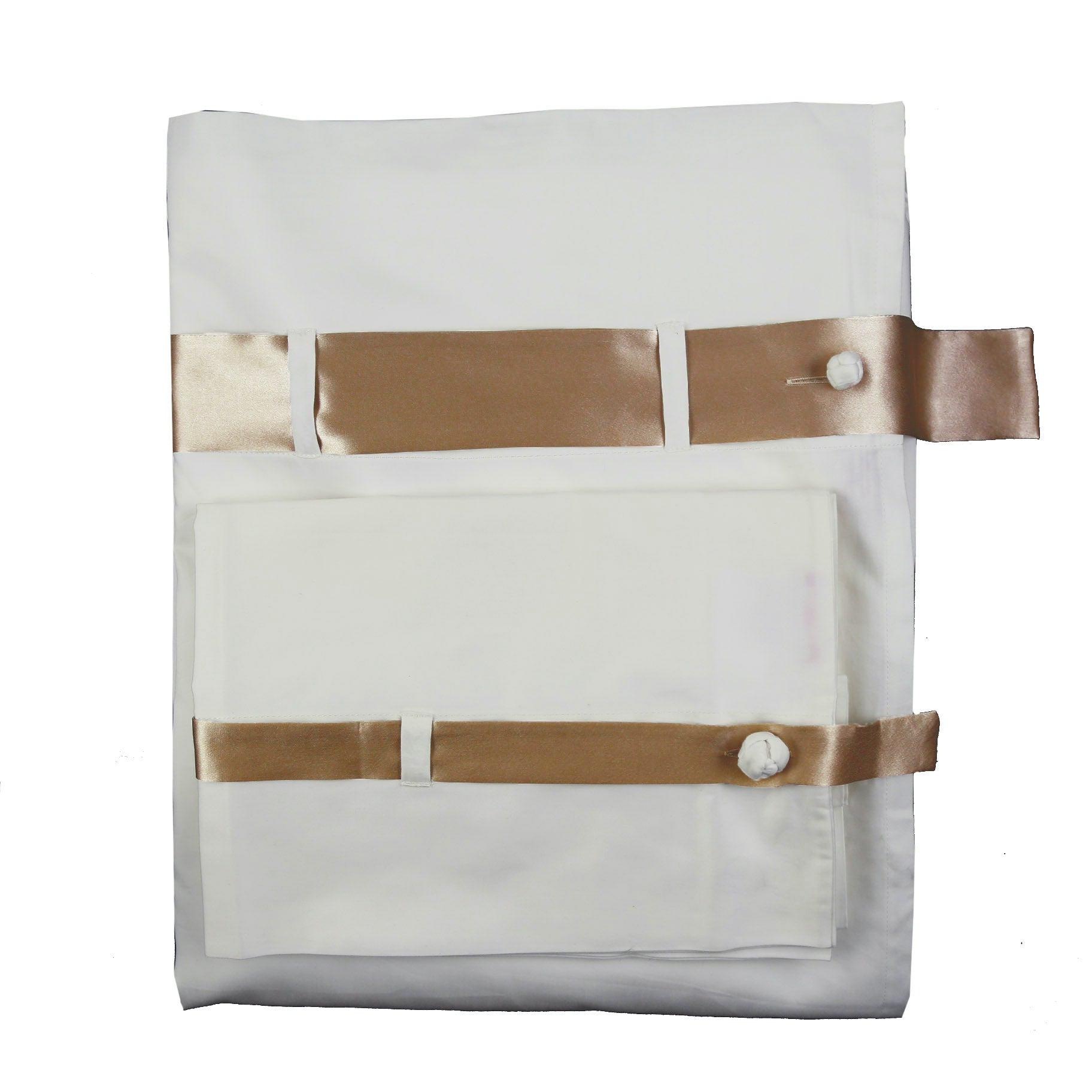 Luxury 100% Cotton Sheet Set with Silk Band Trim - Soft Breathable Bedding for Comfortable Sleep - Perfect for Master Bedroom, Guest Room & Hotel Use