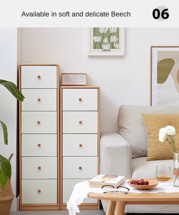 Solid Oak & Beech Wood Chest of Drawers - 5-Drawer Storage Cabinet with Multi-Functional Design for Bedroom, Living Room, and Office Organization
