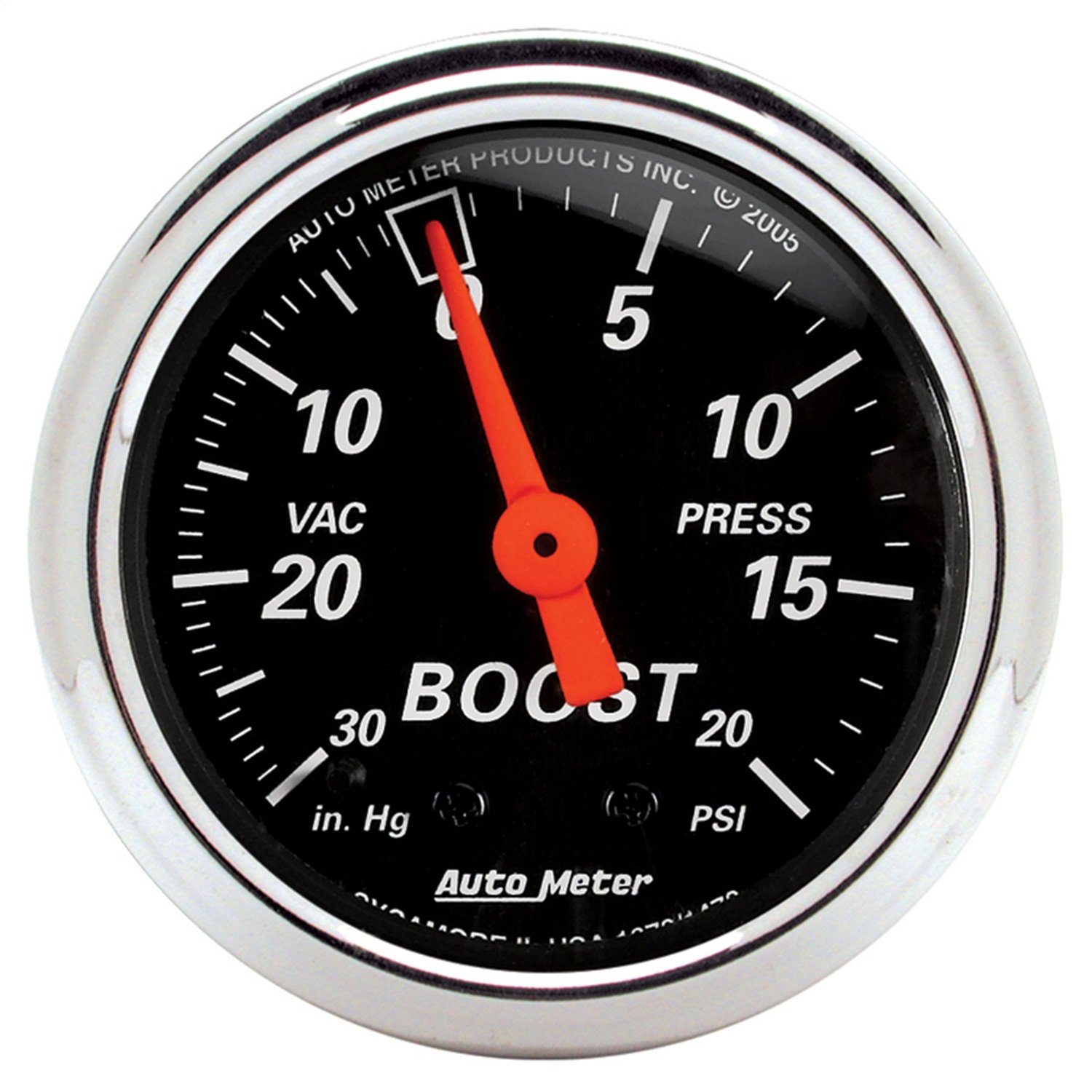 AUTO METER 1471 Designer Black Mechanical Boost/Vacuum Gauge - 2-5/16