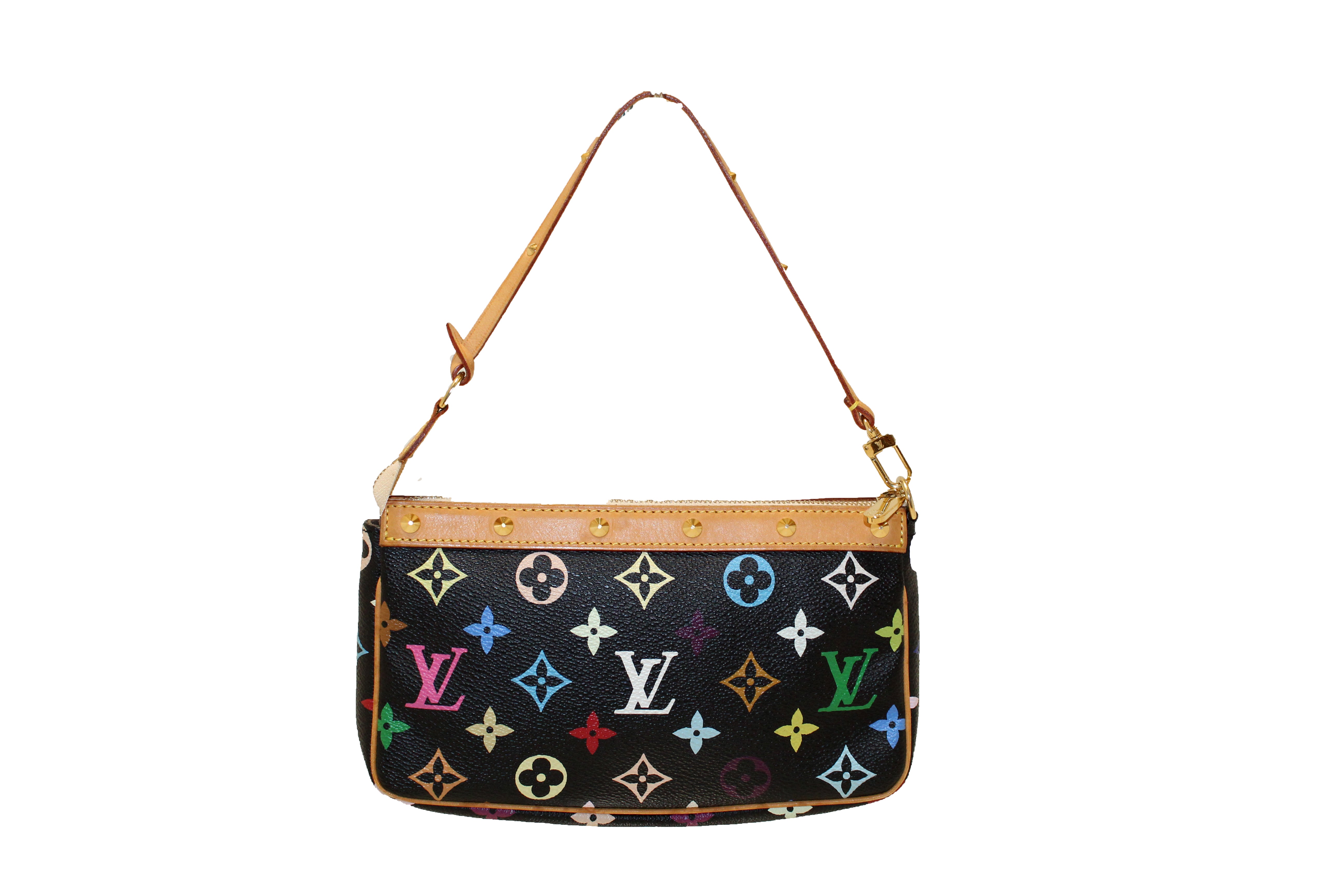 Authentic Louis Vuitton Black Multicolor Pochette Accessories Handbag - Luxury Crossbody Bag for Women, Perfect for Parties, Dating & Everyday Use