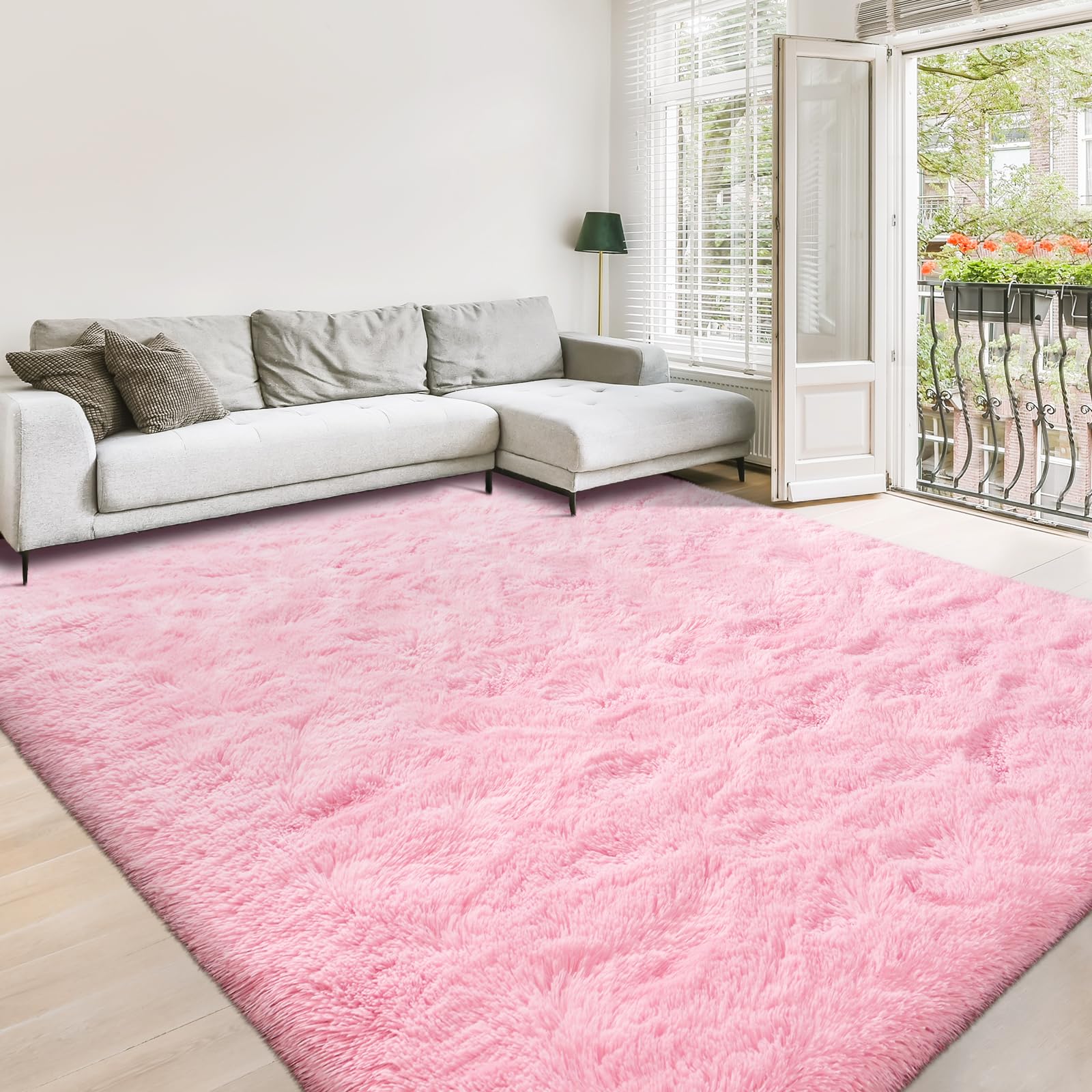 Lascpt Super Soft Shag Area Rug - 3x5 ft Plush Pink Carpet for Living Room, Girls Bedroom & Nursery | Modern Fuzzy Floor Mat for Kids Room, Dorms, Office Decor | Cozy Home Accent for Women & Boys