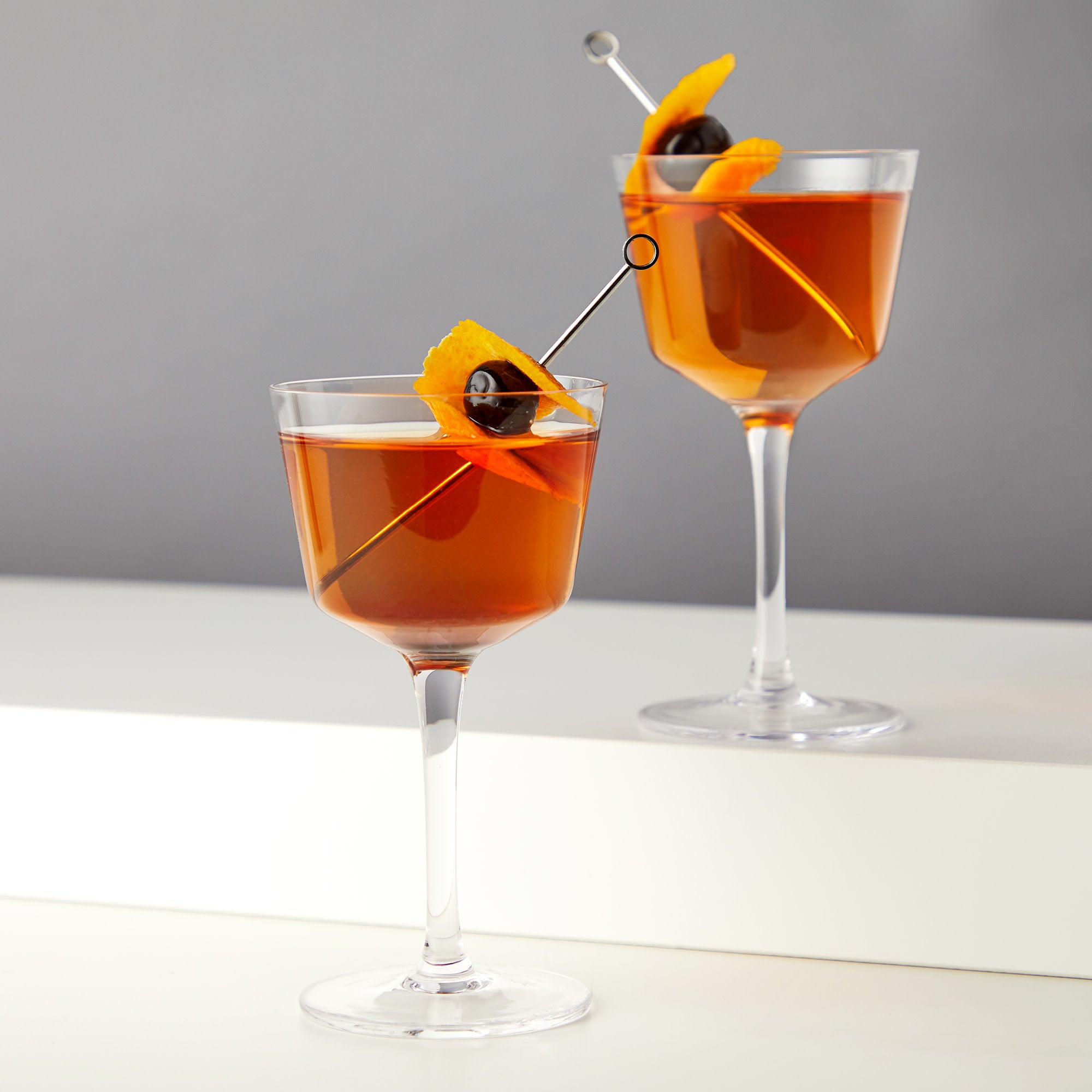 Raye Angled Crystal Nick & Nora Glasses - Set of 2 Elegant Cocktail Glasses for Martini, Whiskey & Champagne - Perfect for Parties, Weddings & Home Bar Decor