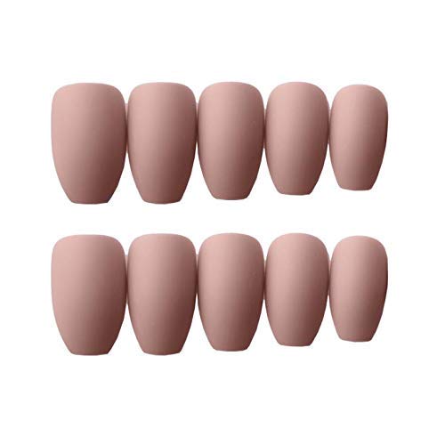 24pcs/set Medium Long Coffin Press On Nails - French False Nails with Full Cover Acrylic Tips in Pink & Grey | Easy Glue On Fake Nails for Women | Perfect for Parties, Weddings & Everyday Wear
