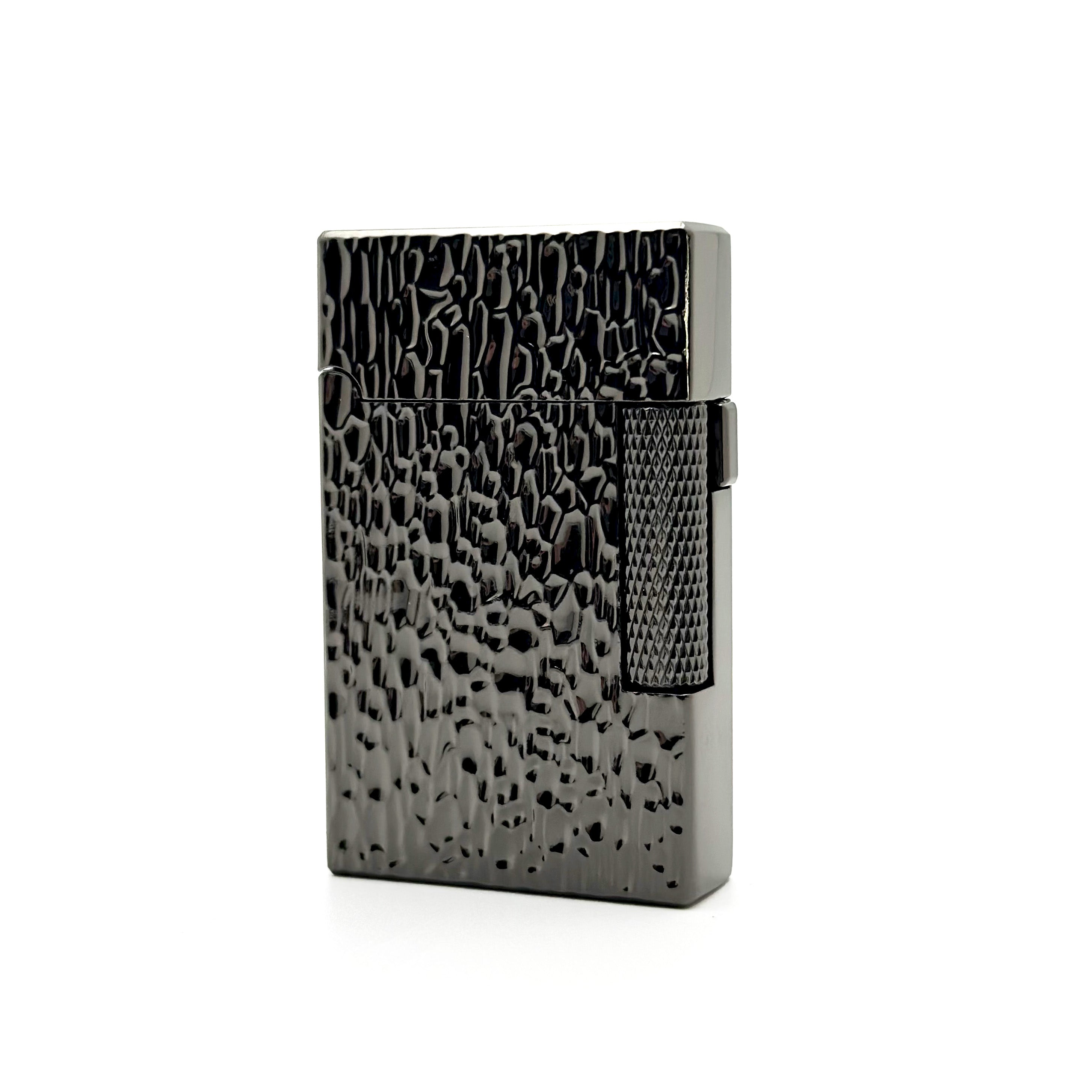 Visol Hubbard Hammered Soft Flame & Torch Flame Flint Lighter in Gunmetal - Perfect for Cigars, Candles, Camping & Outdoor Use