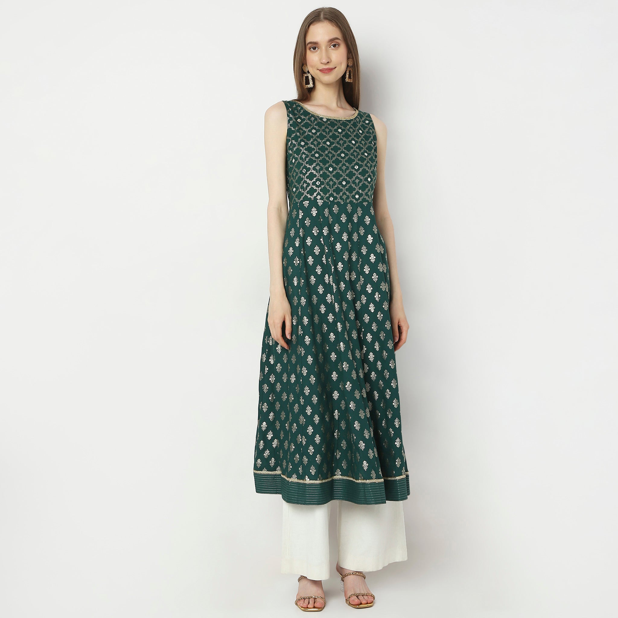 Stylish Flare Fit Printed Kurta for Women - Trendy Ethnic Wear for Festivals, Parties & Casual Outings