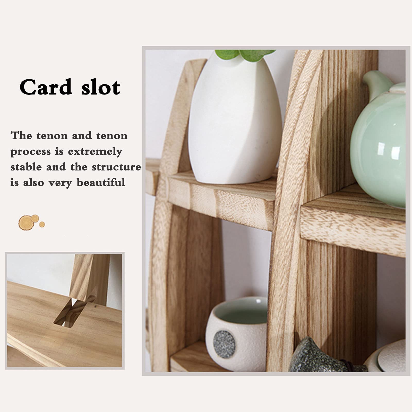 Round Wooden Wall Shelf for Collectibles & Home Decor - Display Antiques, Jade, Tea Sets & More (15x15cm) - Perfect for Living Room, Bedroom & Office Display