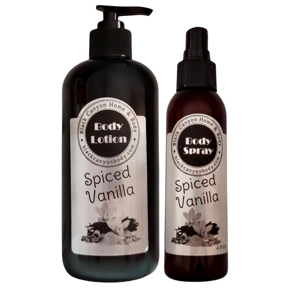 Black Canyon Spiced Vanilla Scented Body Lotion & Body Spray Set - Moisturizing & Fragrant for Dry Skin - Perfect for Daily Use, Gifts & Relaxation