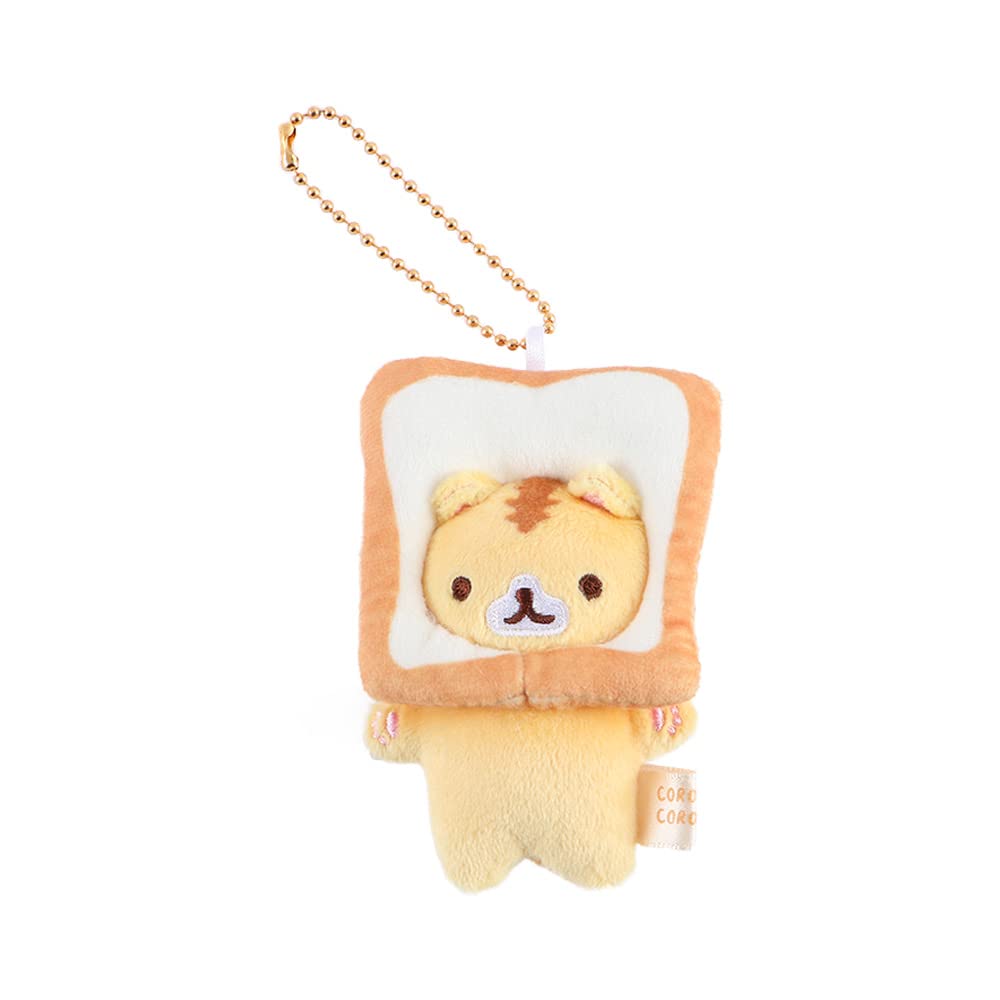 Cute Japanese Cat Toast Keychain - Bread Cat Plush Doll Keyring, Stuffed Animal Pendant Charm for Purse, Backpack & Handbag | Perfect Gift for Cat Lovers & Kawaii Accessories