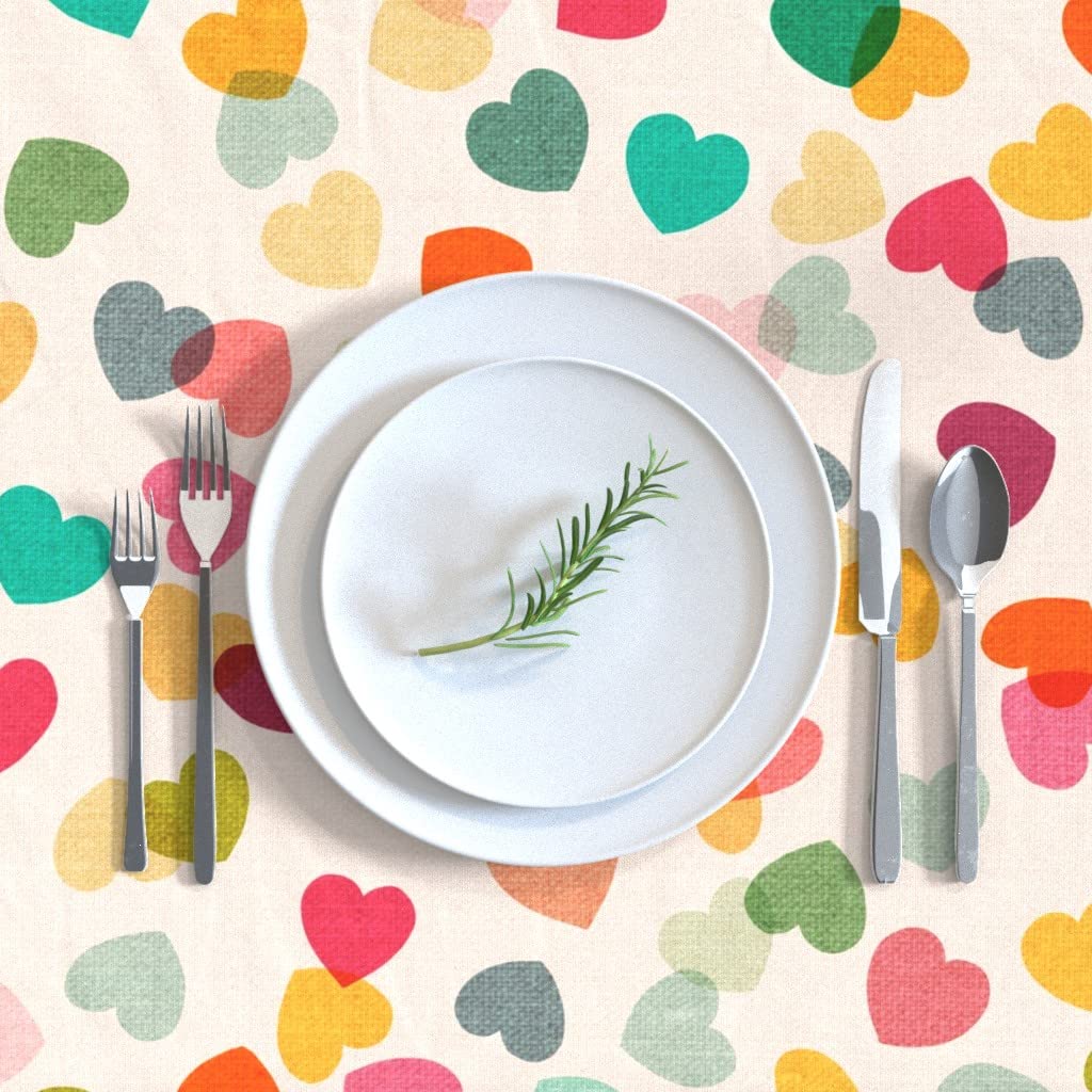 Custom Heart Confetti Cotton Sateen Tablecloth 70