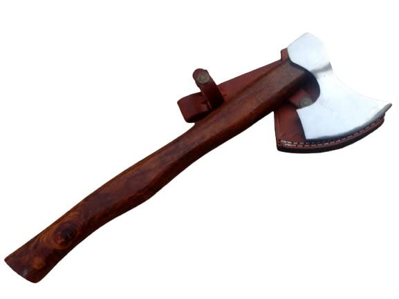 Premium Handmade High Carbon Steel Forged Axe with Leather Sheath - BREBEARD Style Custom Outdoor Tool for Camping, Bushcraft & Wood Chopping