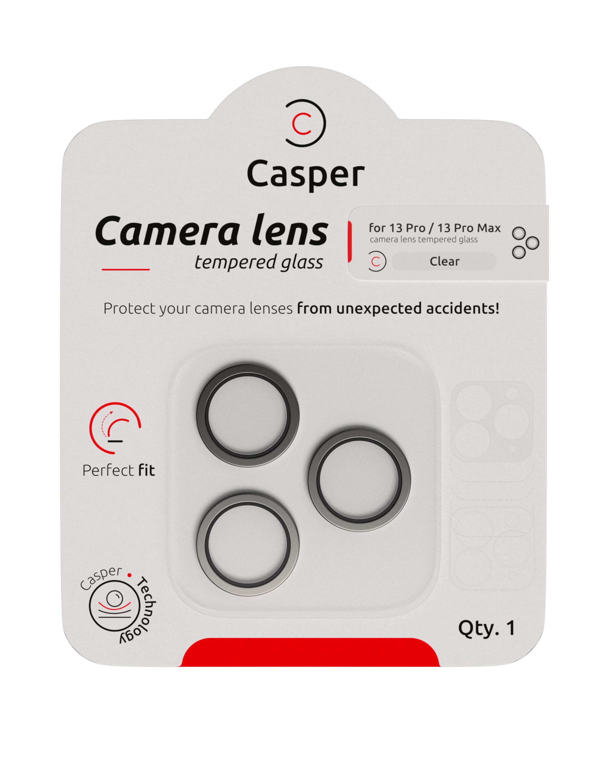 Best Replacement Casper Camera Lens Protector for iPhone 13 Pro & 13 Pro Max - Gray & Clear Options | Scratch-Resistant Protection for Outdoor & Travel Photography