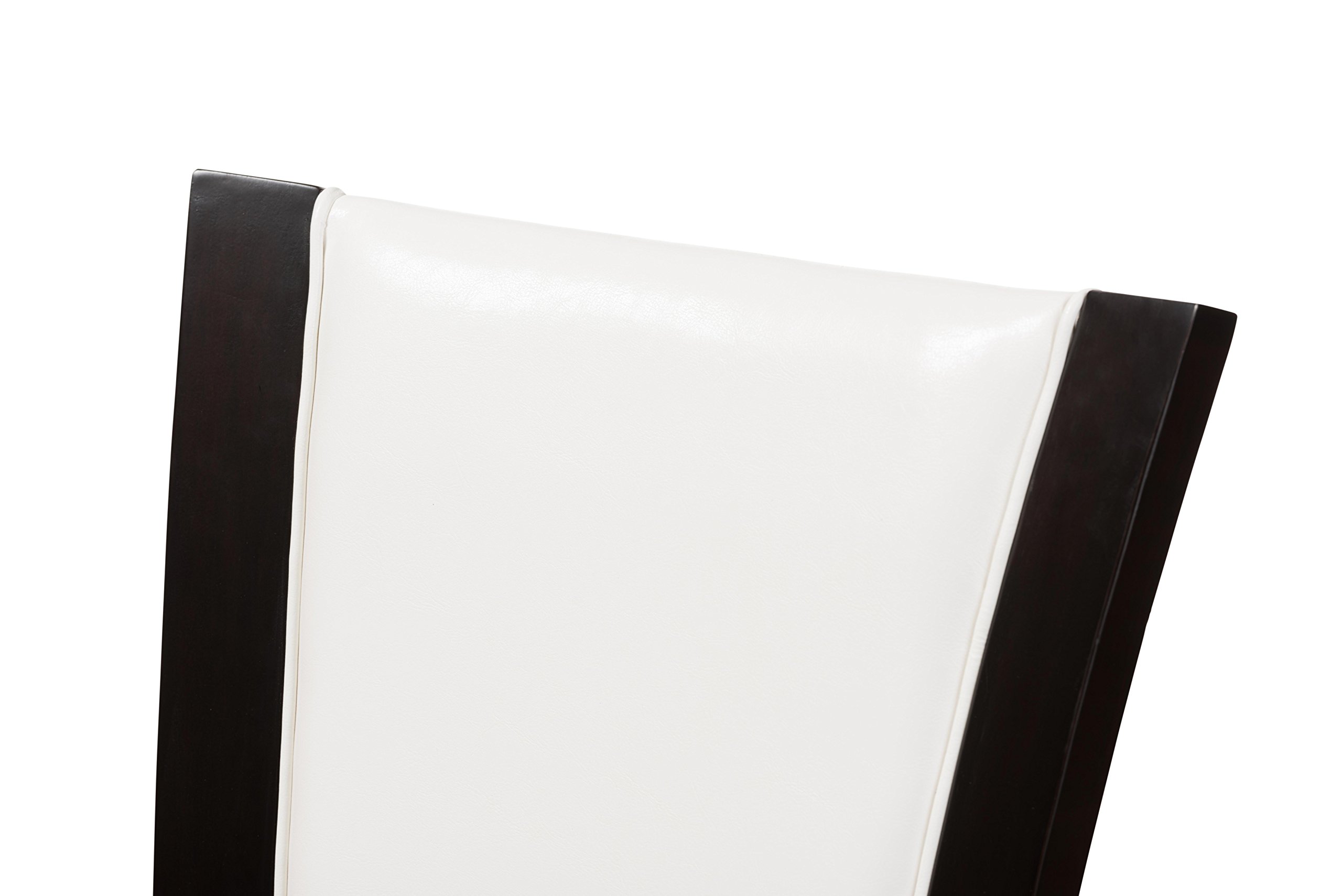 Baxton Studio Adley Dining Chair - Dark Brown Wood Frame with White Faux Leather Upholstery - Modern Kitchen & Dining Room Furniture for Home & Restaurant Use