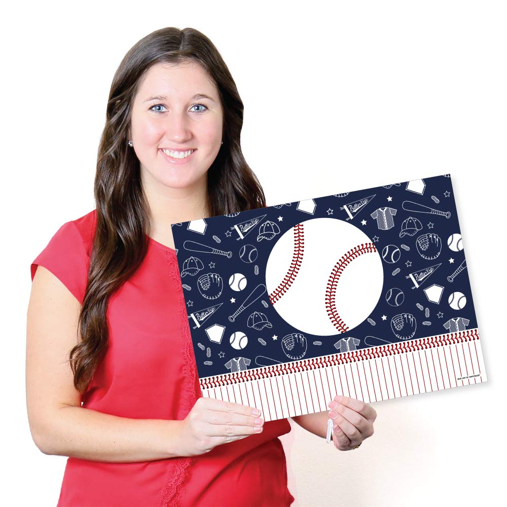 Big Dot of Happiness Batter Up Baseball Party Table Decorations - Set of 16 Placemats for Baby Showers, Birthday Parties & Sports Themed Events - Perfect for Baseball Lovers & Game Day Decor