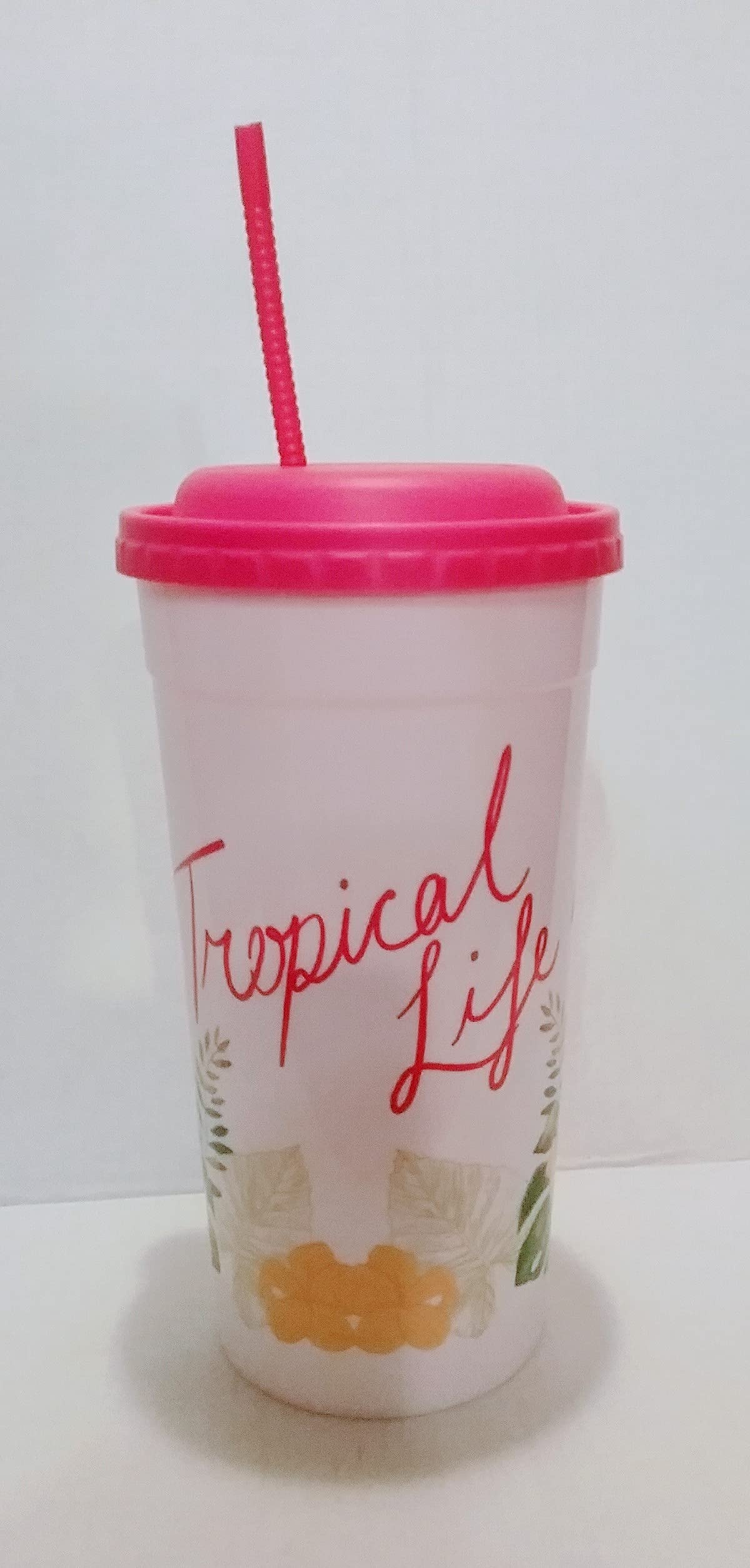 75oz Tropical Party Tumblers with Lids & Straws - 4 Vibrant Designs: Tropical Life, Summer Vibes, Hello Sweet Summer & Beach Waves - Perfect for Pool Parties, Beach Vacations & Summer BBQs