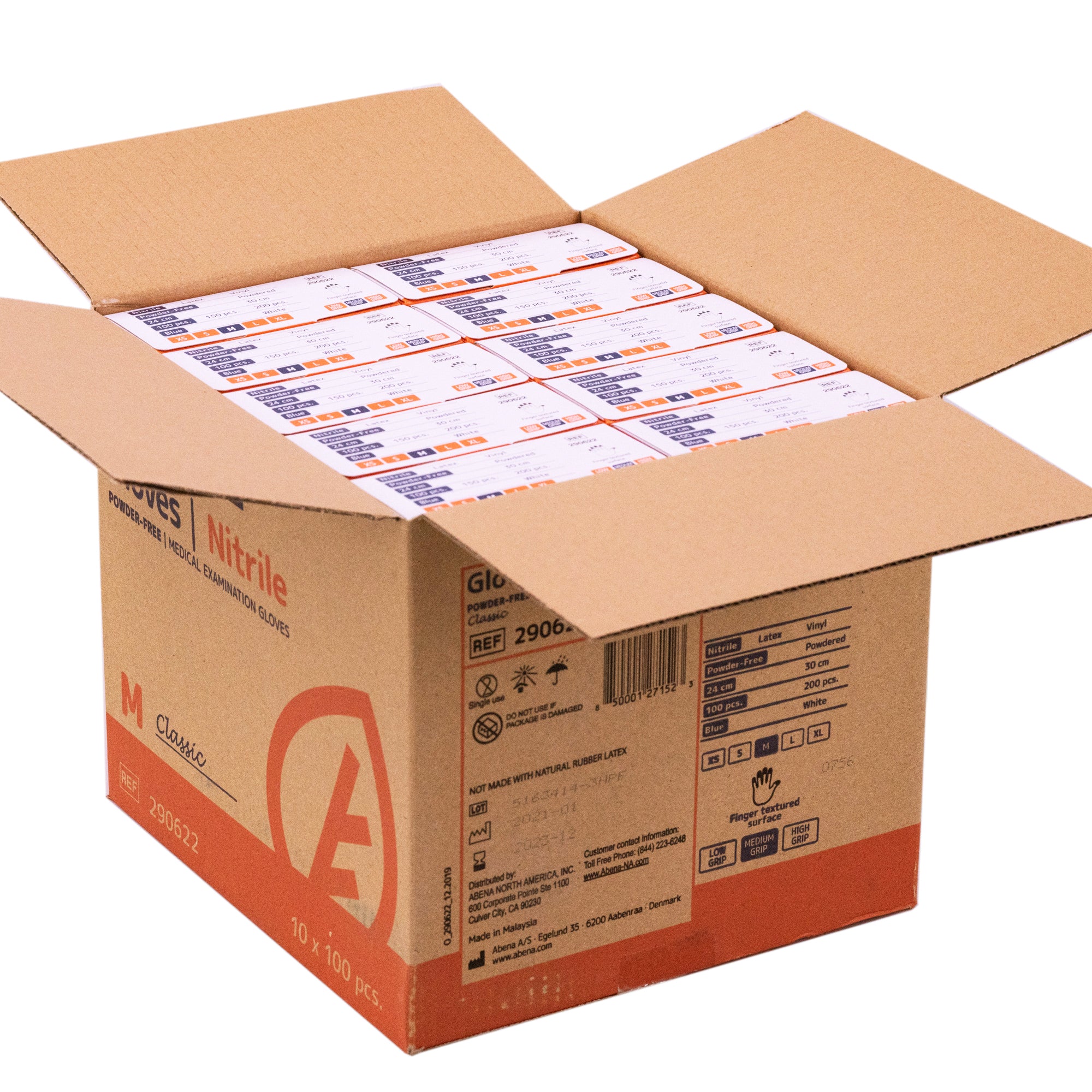 Premium Abena Nitrile Gloves - Disposable, Powder-Free, Latex-Free, 100 Pcs/Box - Ideal for Medical, Dental, Food Service & Home Cleaning