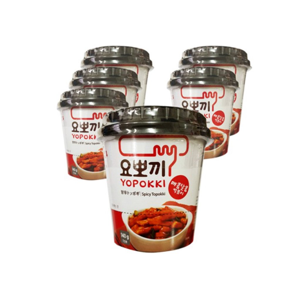Yopokki Korean Rice Cakes with Spicy Sauce - 6 Pack | Authentic Tteokbokki Snack for Quick Meals & Party Appetizers