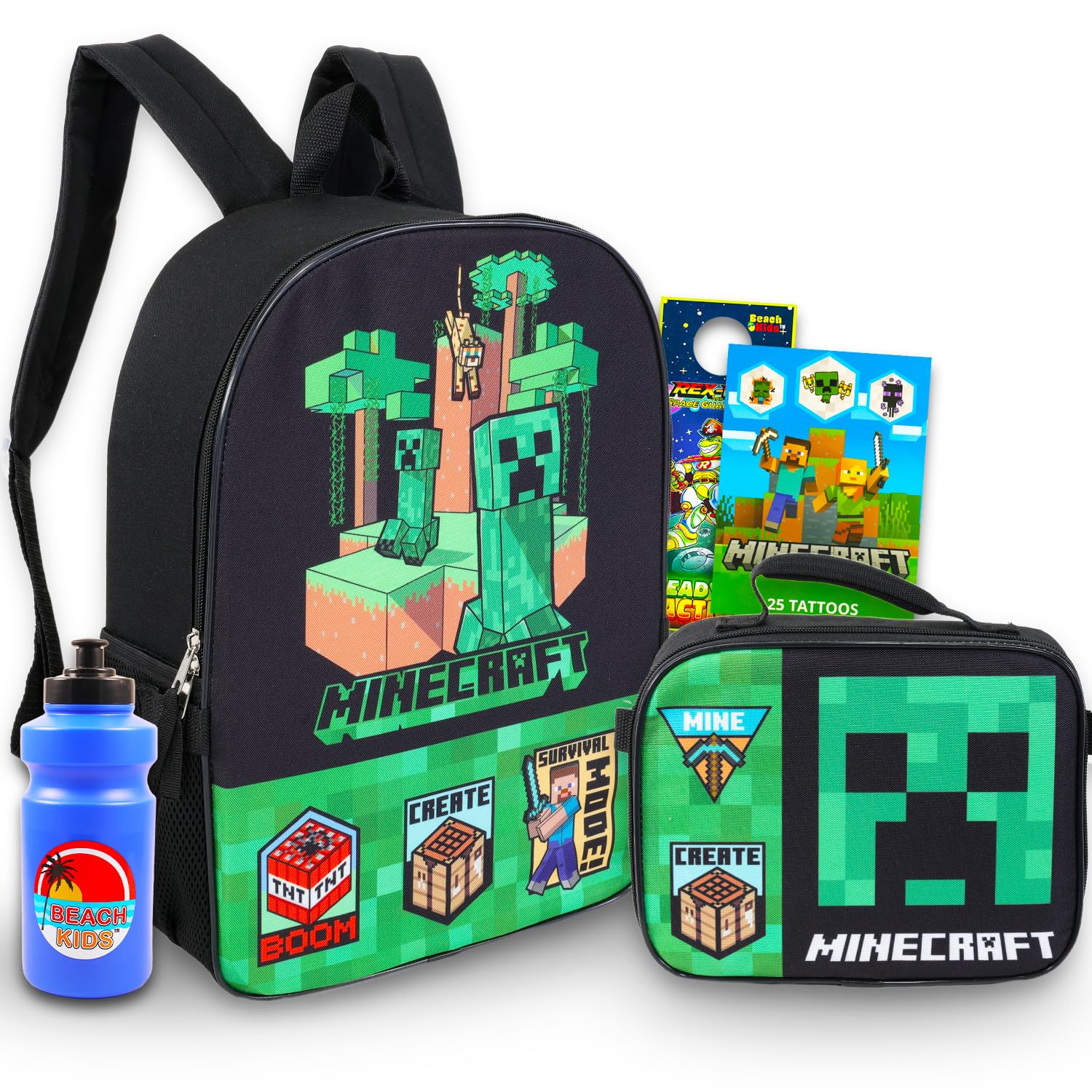 **Minecraft Backpack and Lunch Box Set for Boys 8-12 - 16