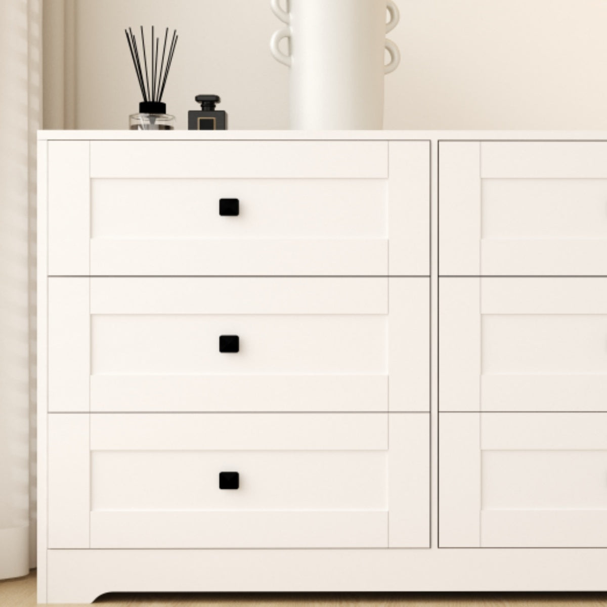6-Drawer White Farmhouse Chest of Drawers - Rustic Storage Organizer for Bedroom, Living Room & Entryway