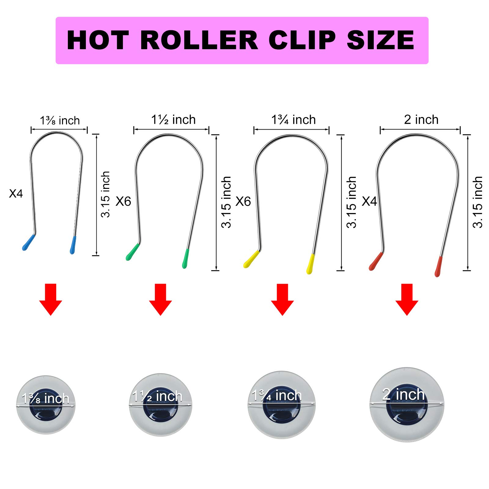 Hot Roller Clips Replacement - 1.5 inch & 1.75 inch Roller Securing Pins for Curling Irons - Perfect for Salon, Home Hair Styling & Professional Use