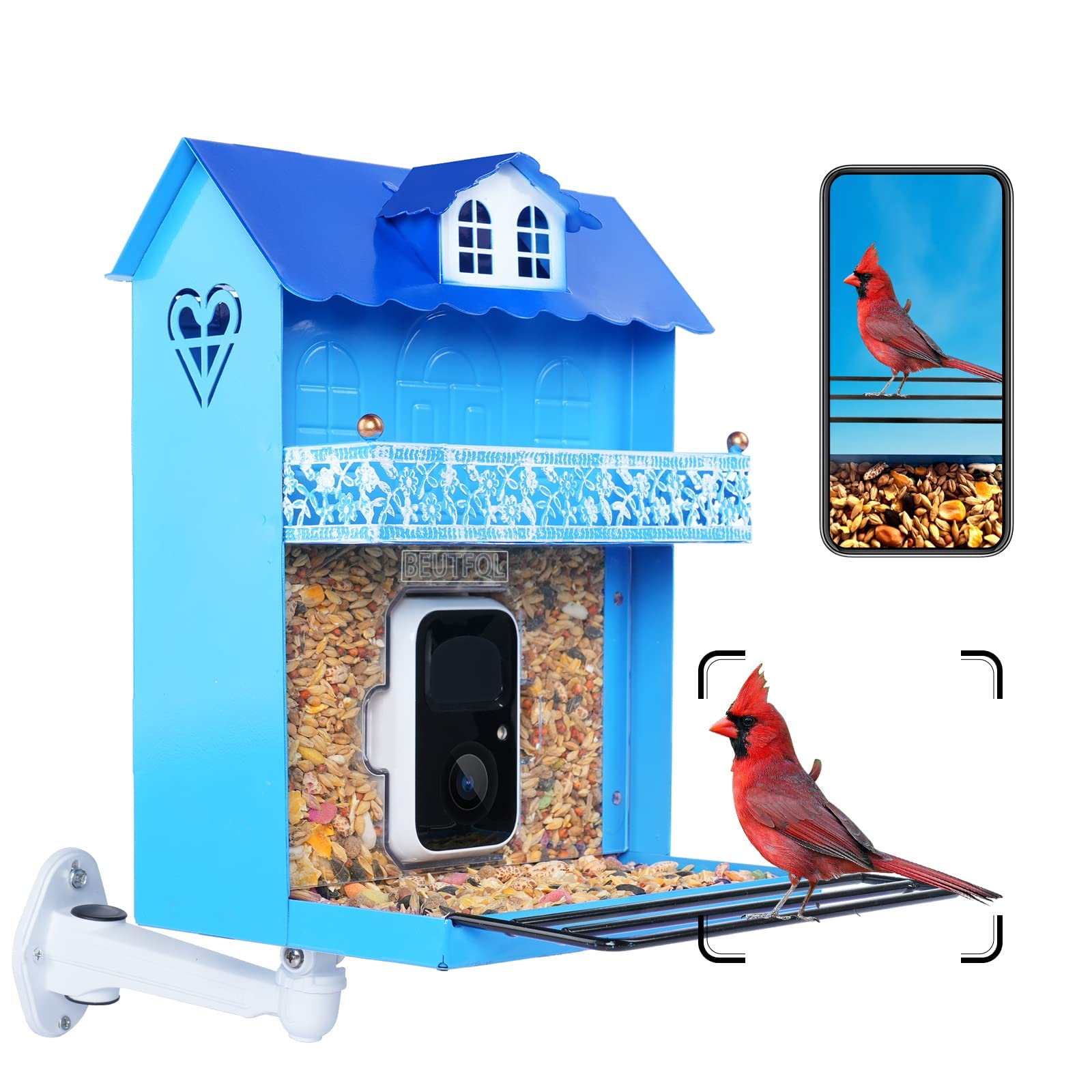 Smart Bird Feeder with Camera - 1080P HD Auto Bird Detection, IP65 Waterproof, Full Color Night Vision, Free 32GB SD Card - Perfect for Backyard Bird Watching & Nature Lovers (Great Gift for Family & Bird Enthusiasts)