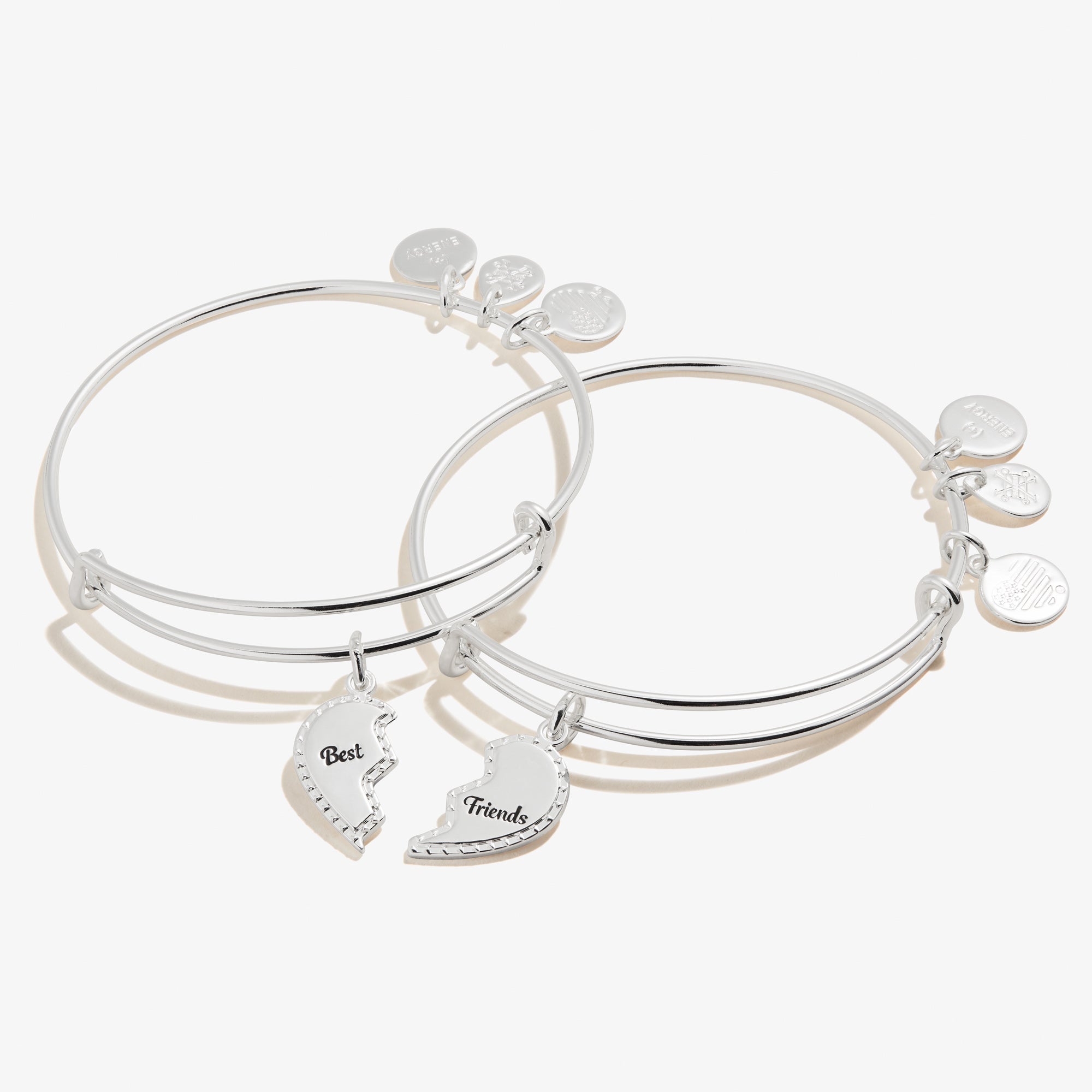 Best Friends Charm Bangle Bracelet Set of 2 - Matching Friendship Jewelry for Women & Girls - Perfect for Gifts, Anniversaries, and Everyday Wear