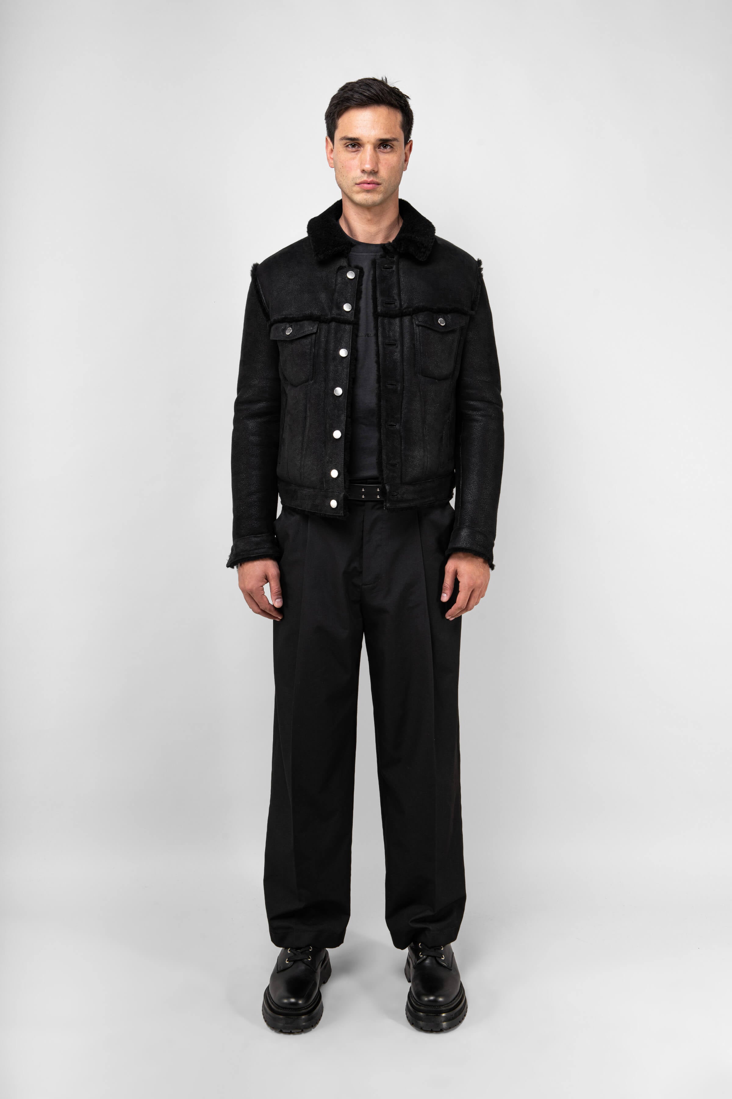 Men's Shearling Trucker Jacket - Tall Size, Warm Winter Coat for Outdoor Activities & Casual Wear