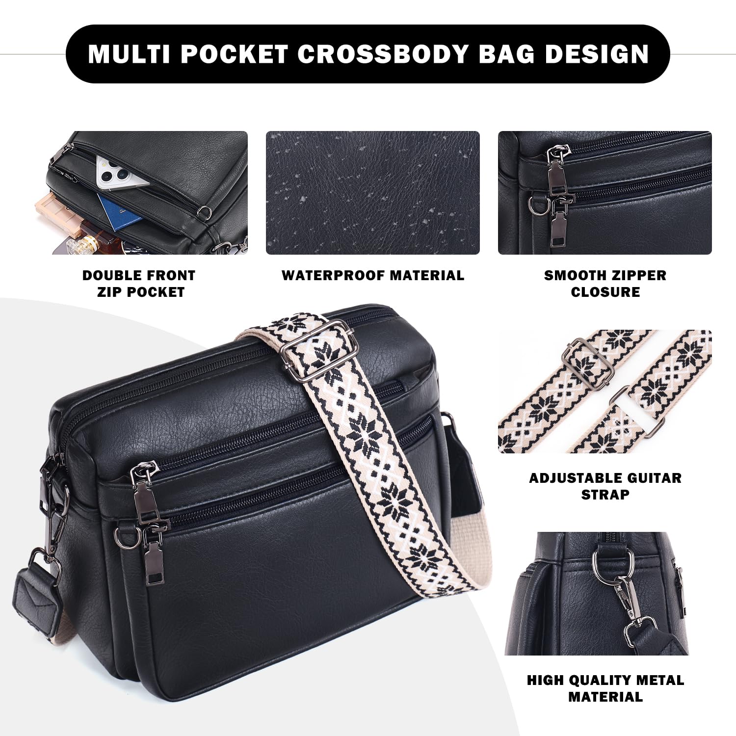 Trendy Vegan Leather Crossbody Bags for Women - Stylish Shoulder Handbags with Card Slots & Phone Pouch | Perfect for Travel, Shopping & Everyday Use