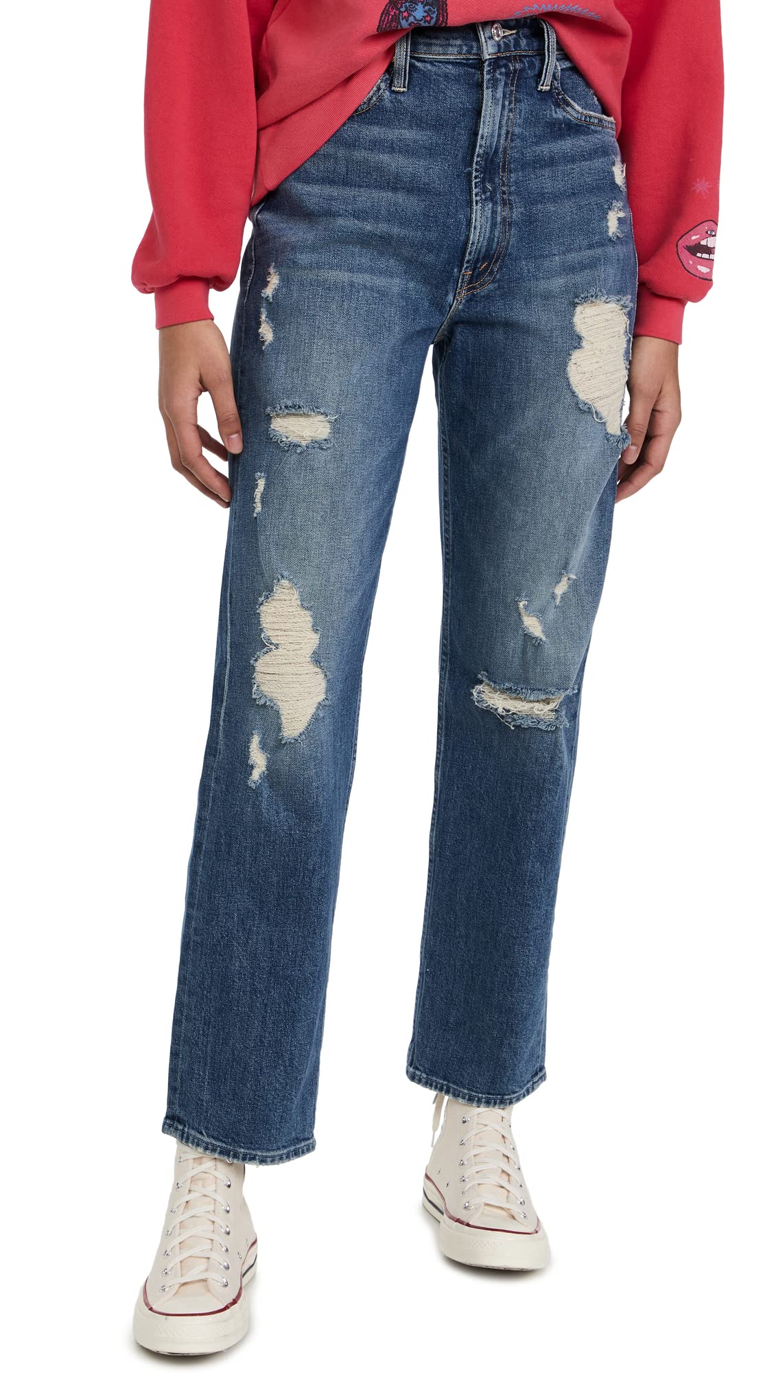 MOTHER Women's High Waisted Stretch Skinny Jeans - Comfortable Slim Fit Denim Pants for Work, Casual & Night Out