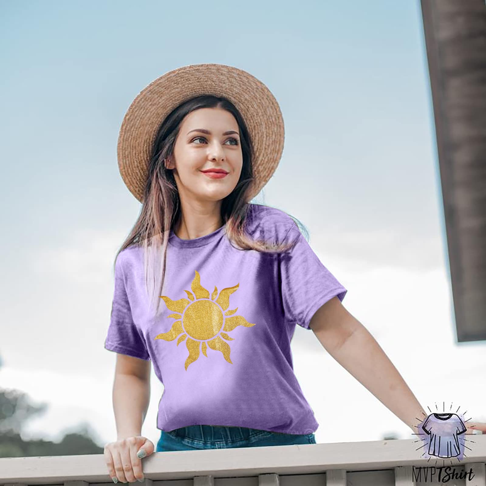 Women's Magical Sun Print T-Shirt | Cute Sunshine Graphic Tee | Summer Vacation Short Sleeve Top | Perfect for Beach Outings & Casual Wear