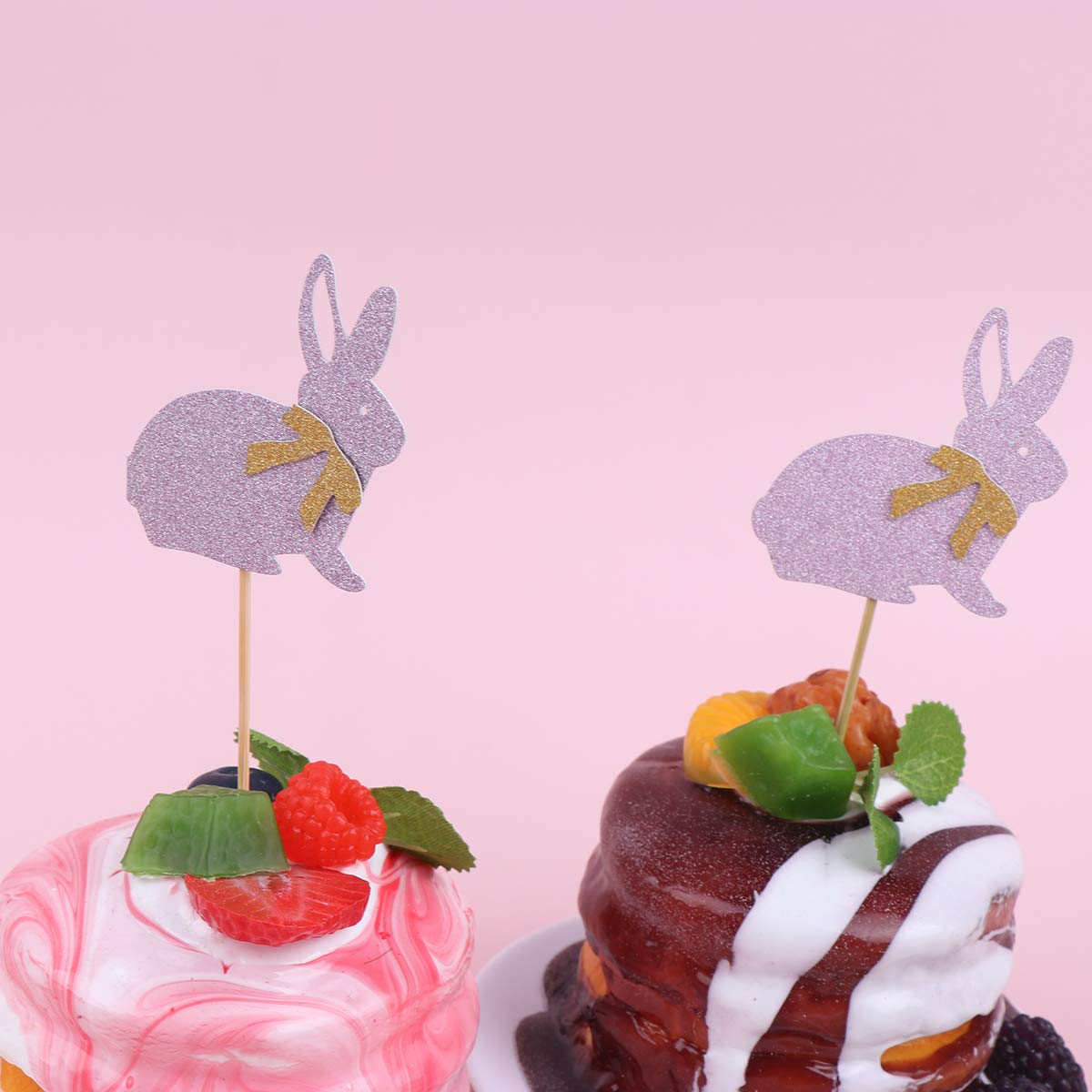 24-Piece Easter Cake Toppers Set - Bunny & Egg Cupcake Decorations for Easter Party, Baby Shower, Spring Celebration (Cake Picks Included)
