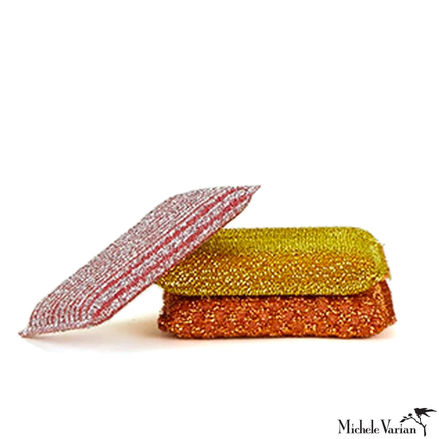 Disco Sponges Warm Colors Set of 3 - Fun Bath & Kitchen Cleaning Sponges for Kids & Adults | Perfect for Dishes, Countertops & Party Decor