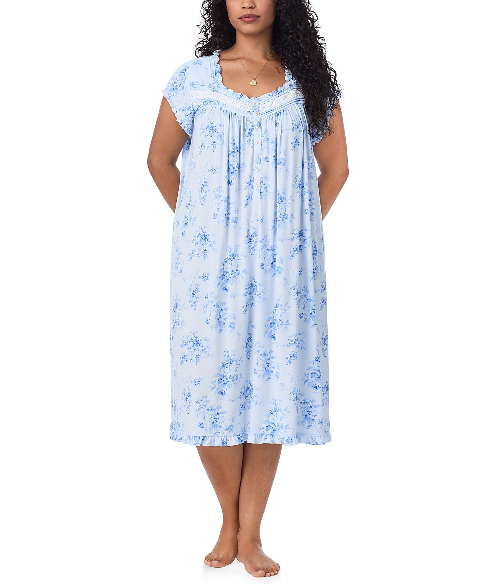 Eileen West Plus Size Modal Spandex Jersey Knit Cap Sleeve Waltz Nightgown | Comfortable Sleepwear for Women | Perfect for Relaxing at Home & Overnight Stays