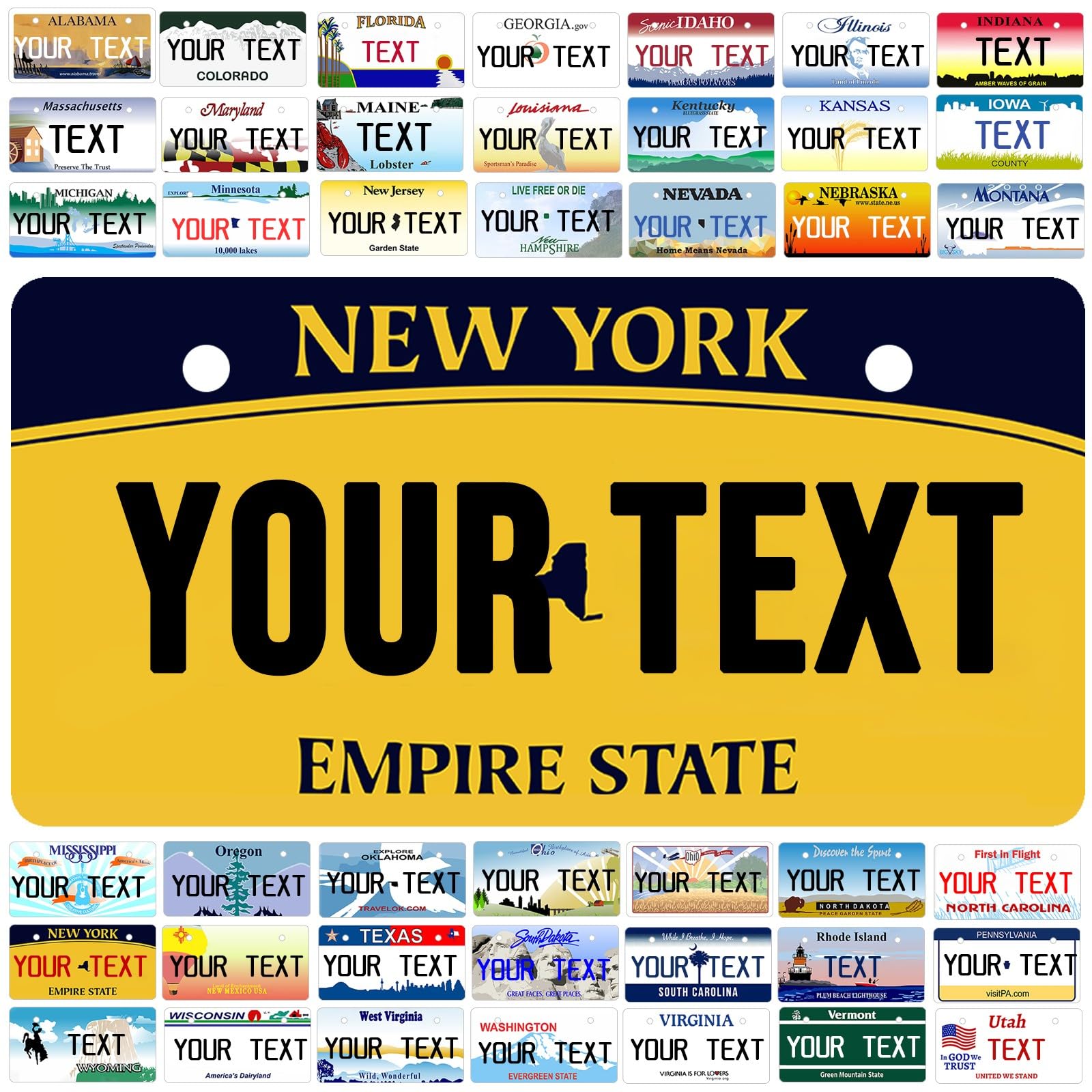 Custom Mini License Plate - Personalized Front New York & All 50 States - 4 x 2 Inch Customizable Car Tag for Kids Bike & Bicycle - Perfect for Gifts, Room Decor & Vehicle Accessories