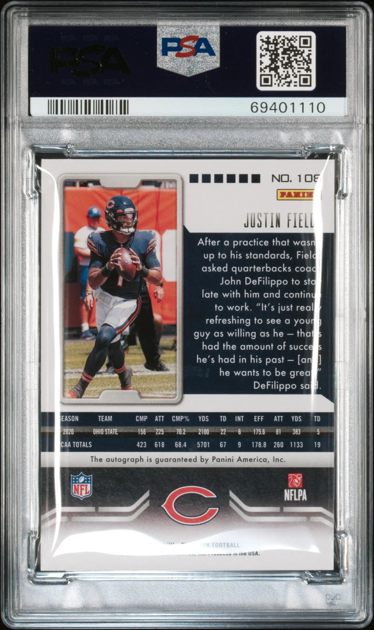 2021 Panini Playbook Justin Fields Rookie Card Autograph PSA 9 /35 - Signed Football Trading Card for Collectors, Sports Memorabilia & Investment