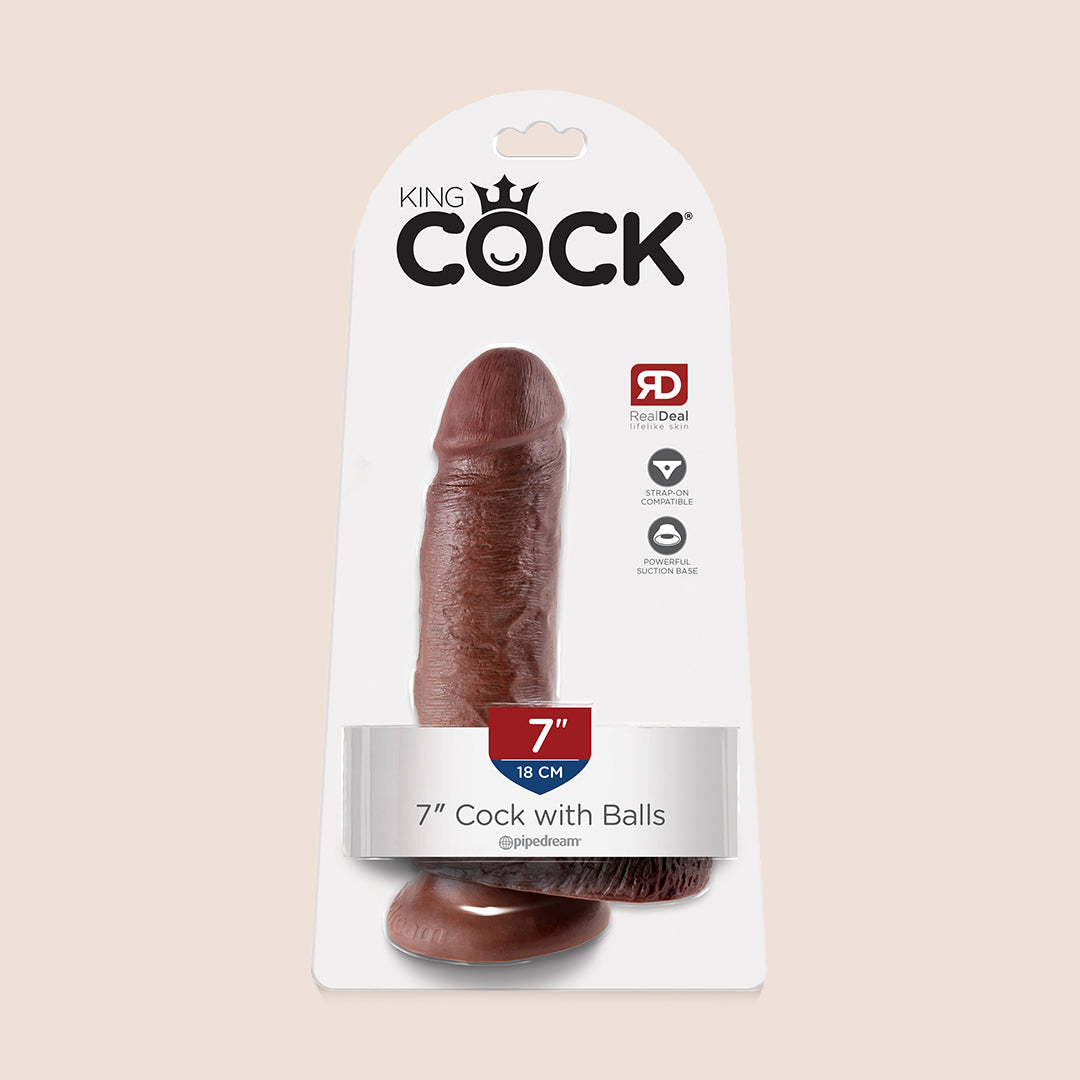 King Cock Ultra Realistic 7 Inch Dildo with Balls - Lifelike Silicone Adult Toy for Couples & Solo Play, Perfect for Bedroom Fun & BDSM Exploration