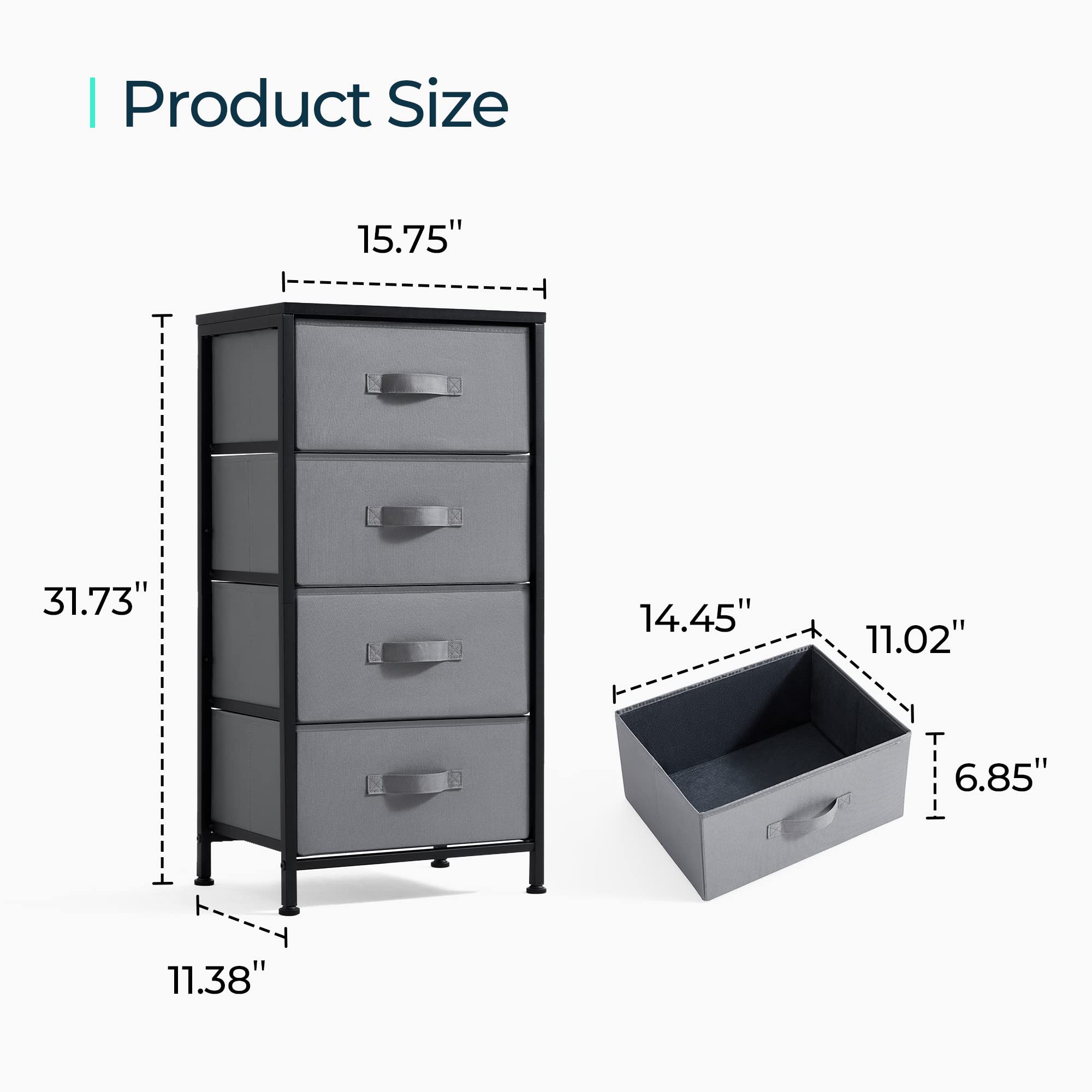 LINSY HOME 6-Drawer Dresser for Bedroom - Wood Top Chest of Drawers with Steel Frame, Dark Grey Storage Organizer for Closet, Living Room, Hallway | Perfect for Bedroom Furniture, Entryway Storage & Home Organization