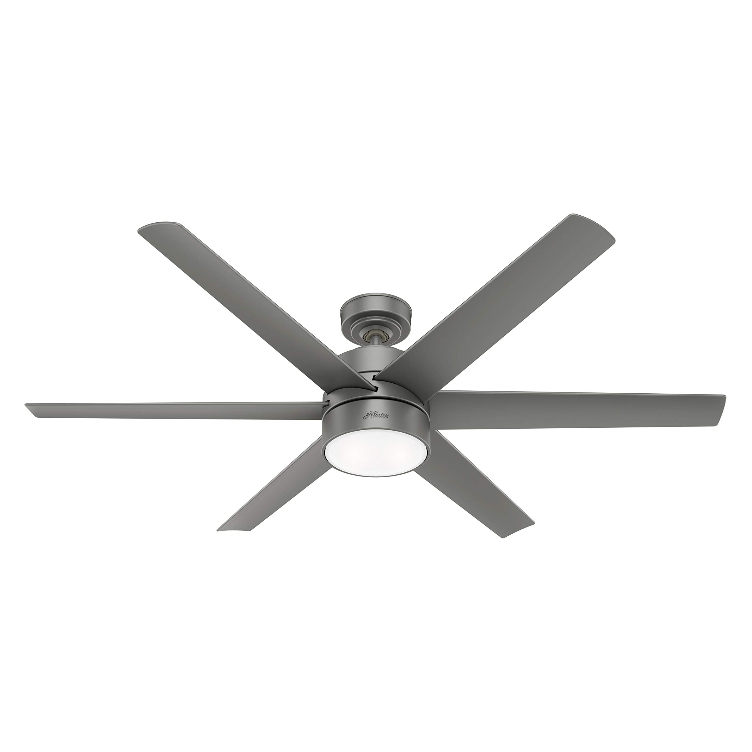 Hunter Fan 60 inch Contemporary Matte Silver Finish Outdoor Ceiling Fan with LED Light Kit - Energy Efficient Cooling for Patio, Deck & Backyard (Renewed)