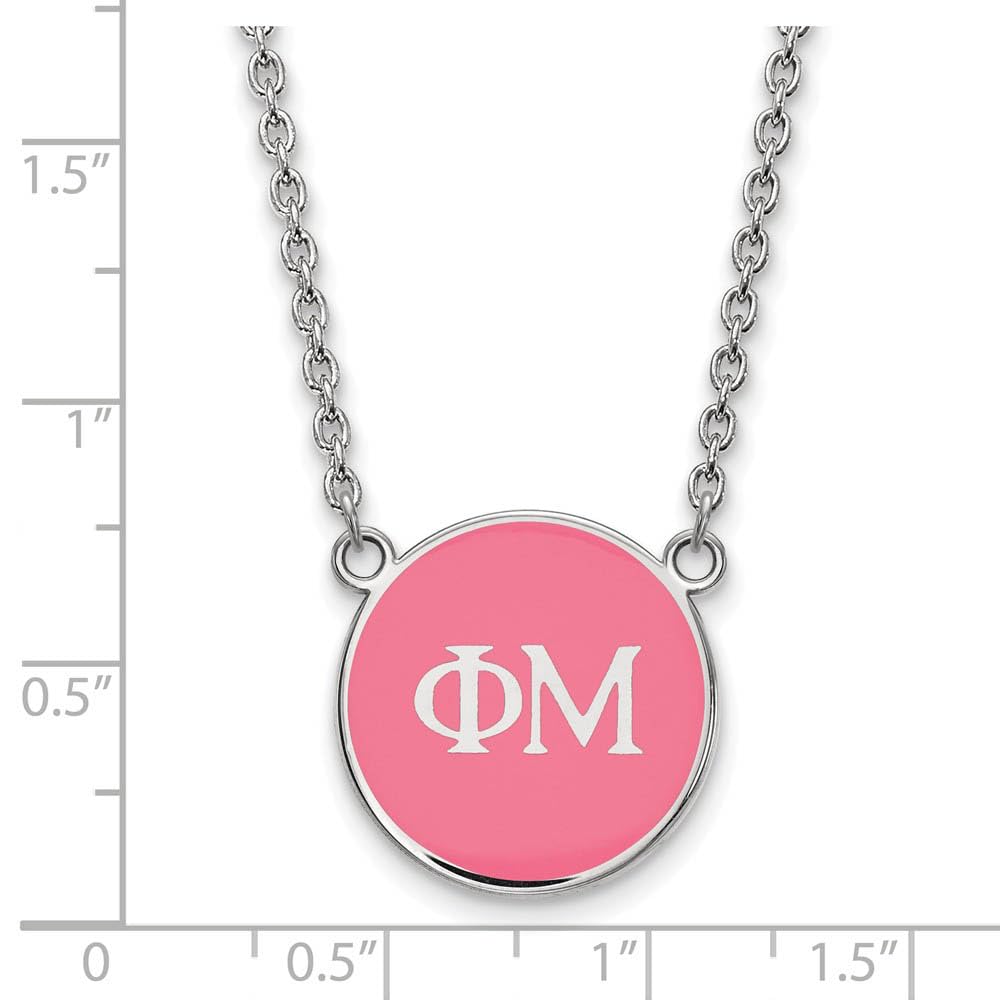 Phi Mu Small Enameled Pendant Necklace with 18 Inch Chain - Perfect for Sorority Gifts, Graduation Jewelry & Greek Life Accessories